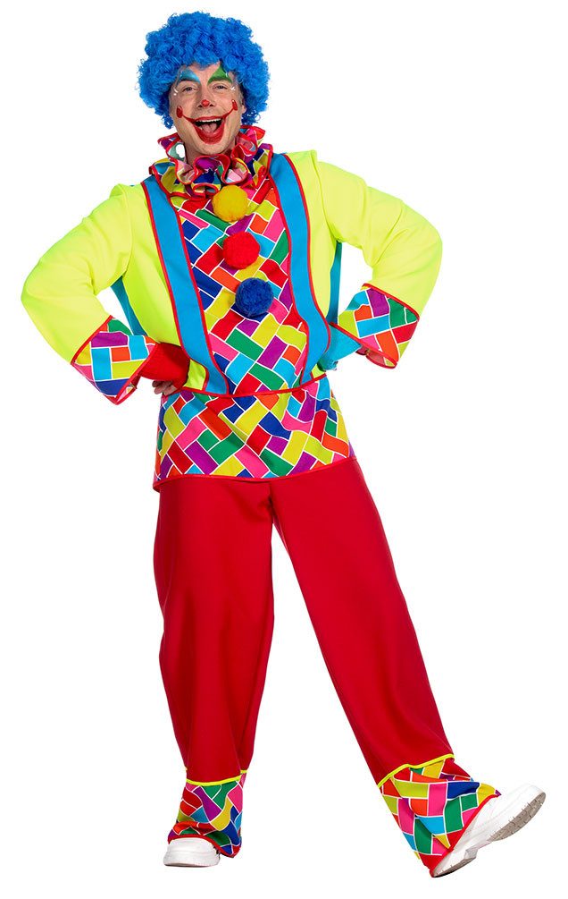 Karneval-Klamotten Clown-Kostüm Herren kariertes buntes Clownkostüm mit Kragen, Clown Kostüm Narre Pierrot Harlekin Herren Männerkostüm Karneval