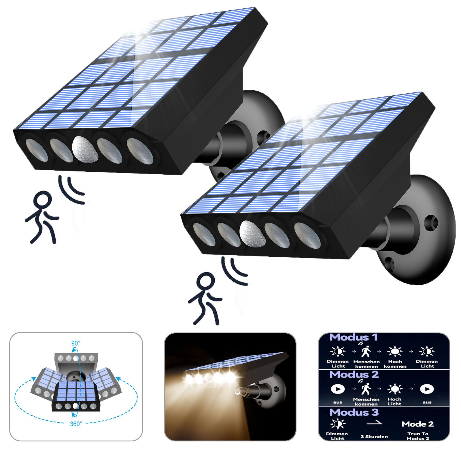 MUPOO LED Außen-Wandleuchte Solar Wandleuchte,Solarlampen für günstig online kaufen