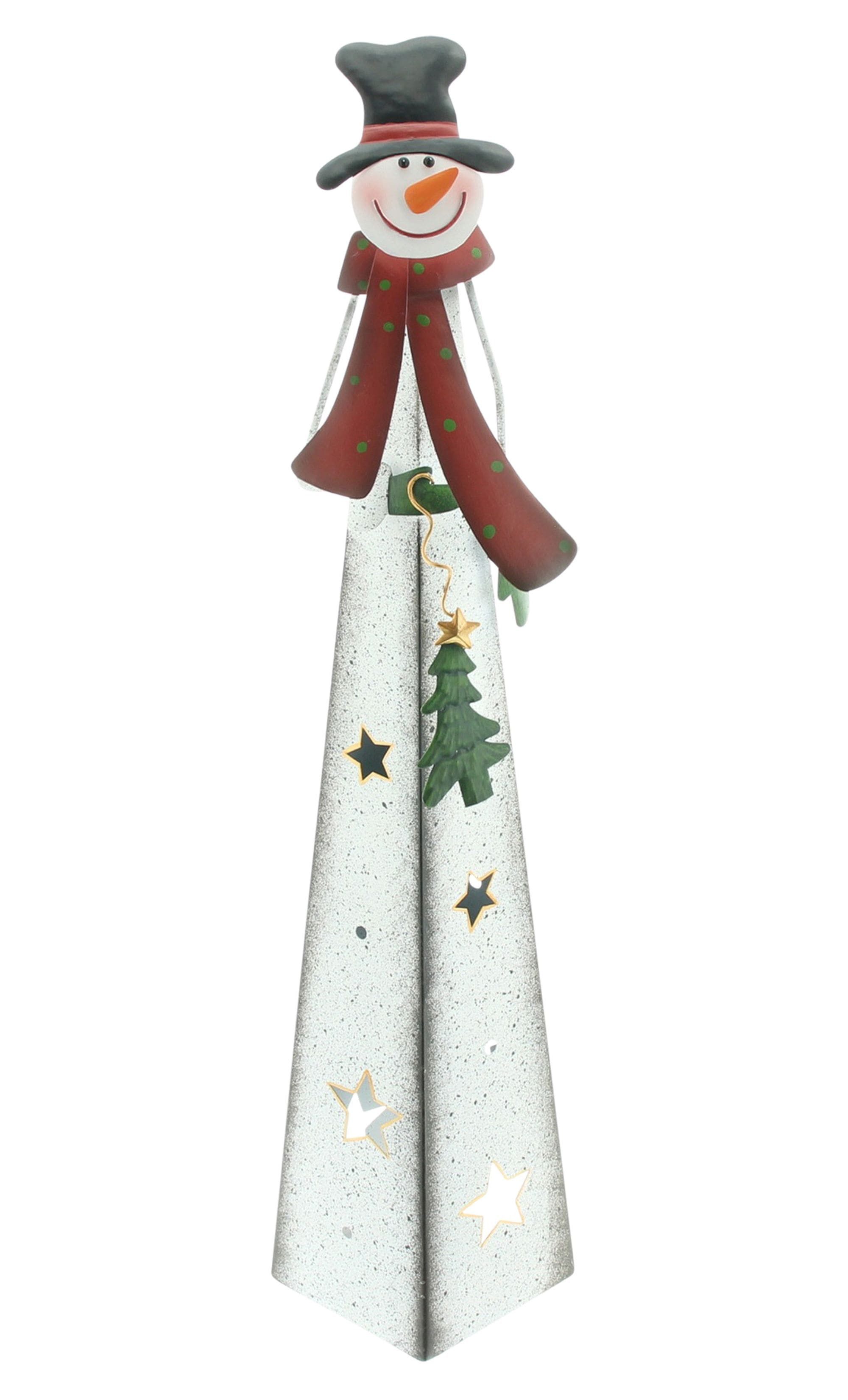 Dekoleidenschaft Teelichthalter "Schneemann" aus Metall, Winterdeko 70 cm hoch, Outdoor Weihnachtsdeko, Gartendeko