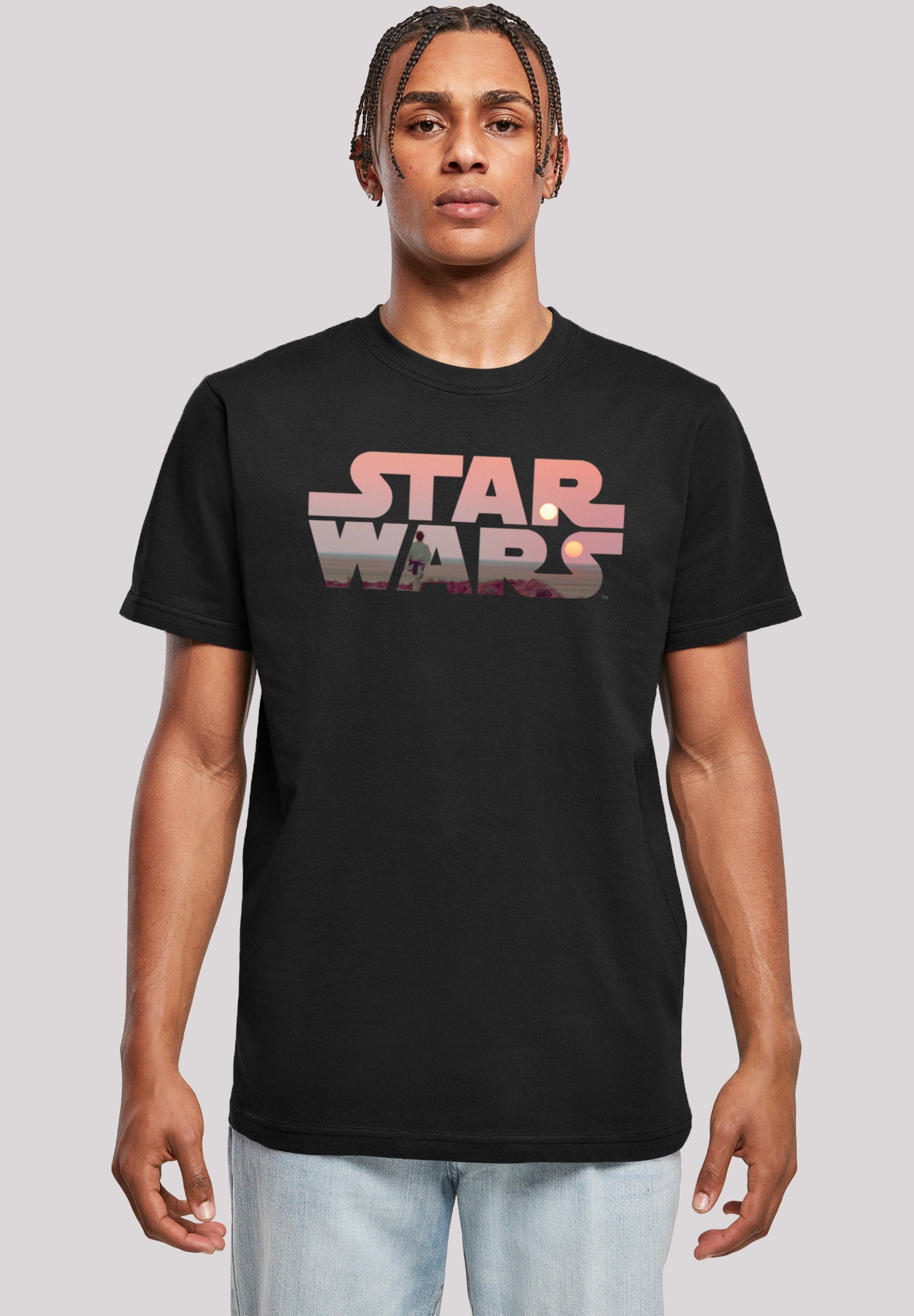 F4NT4STIC T-Shirt Star Wars Tatooine Logo Print, Rippbündchen am Hals und  Doppelnähte am Saum