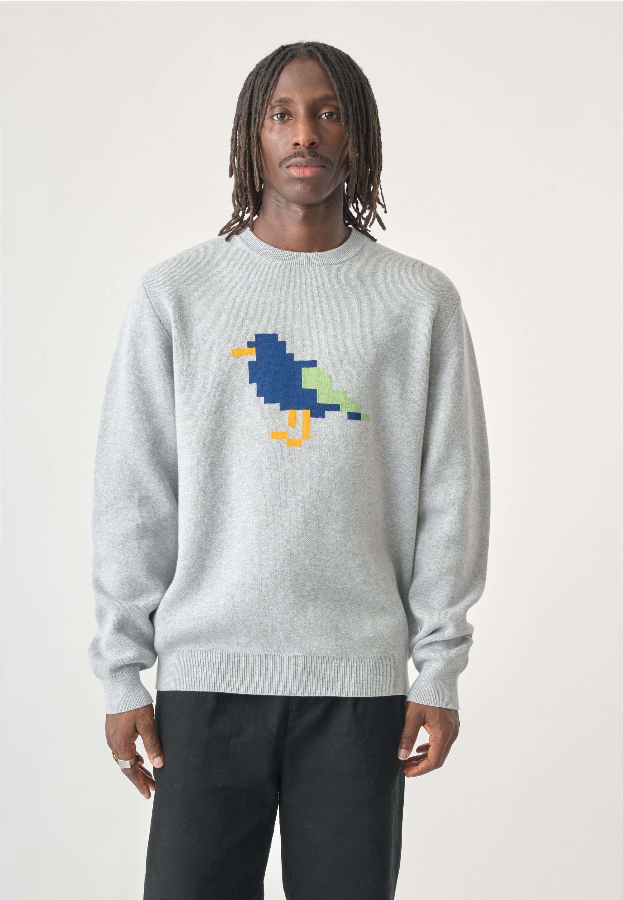 Cleptomanicx Strickpullover mit großem Frontprint