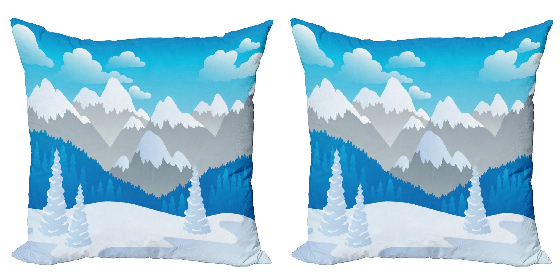 Kissenbezüge Modern Accent Doppelseitiger Digitaldruck, Abakuhaus (2 Stück), Snowy-Bäume Schneebedeckte Berge