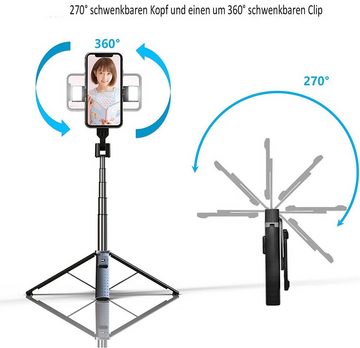 Mutoy Selfie Stick Stativ, 4 in 1 Erweiterbar Handy Stativ mit 2 Licht Selfiestick (Kabelloser Fernbedienung, 360° Drehbar Tragbar Stativ)