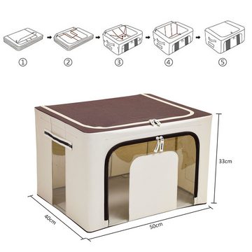 CALIYO Aufbewahrungsbox Faltbare Kleideraufbewahrung Box mit Reißverschlüss, Metallrahmen (2 St), Stabile Aufbewahrungstasche für Bettdecken und Kleidung