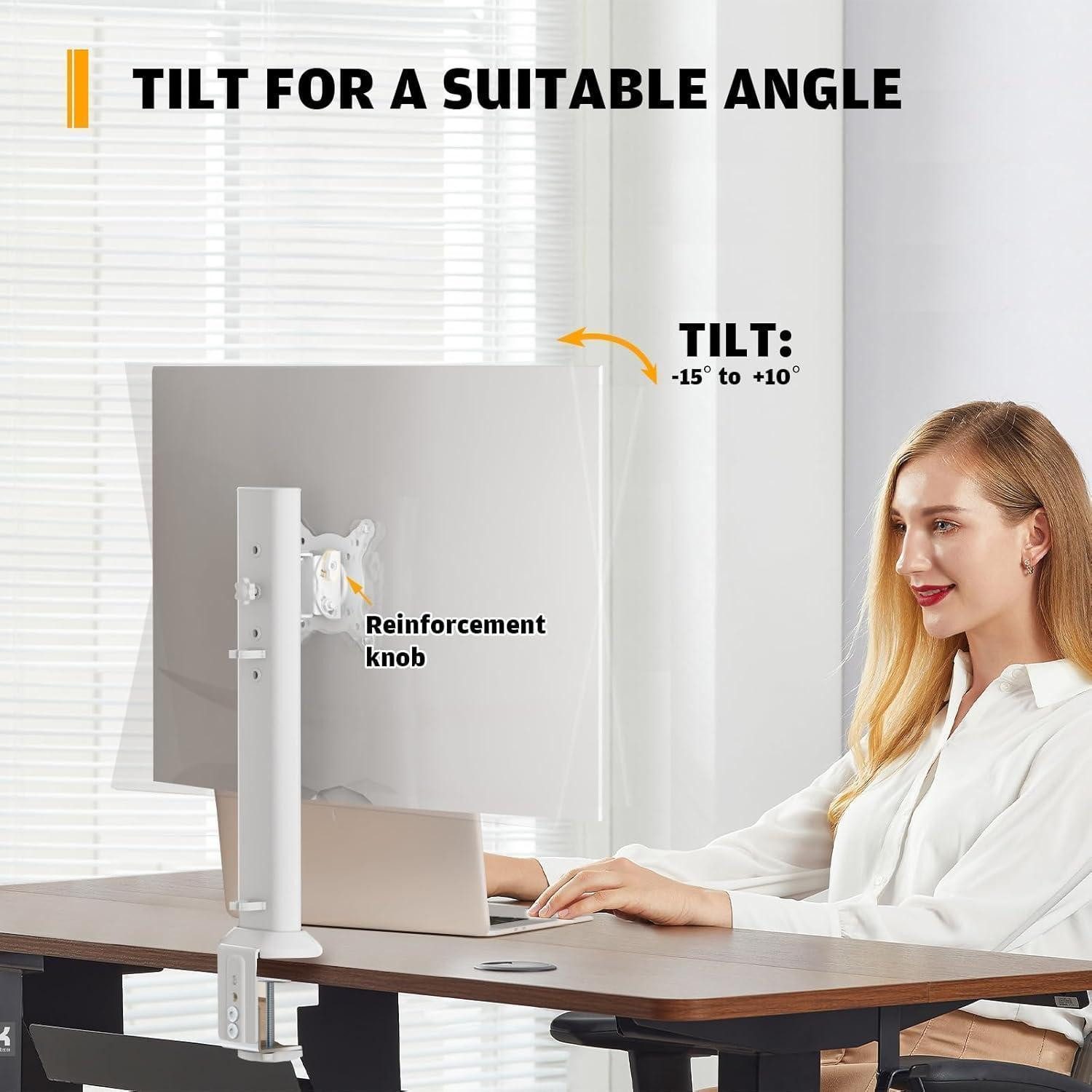 LuxusKollektion Monitor-Halterung Monitorarm Schreibtisch höhenverstellbar drehbar 35kg Small Weiß