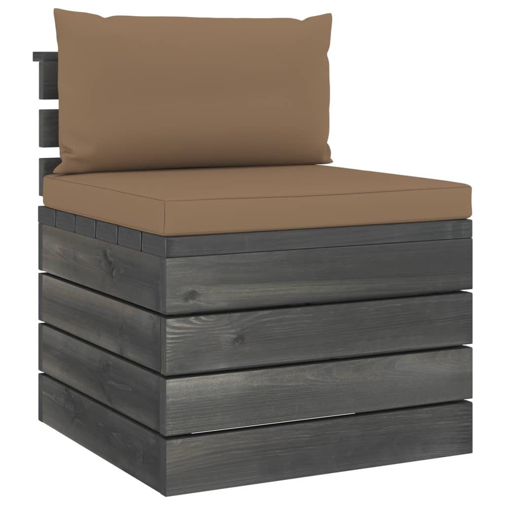 mit Garten-Sofagarnitur Kiefernholz, Kissen (6-tlg) Paletten 6-tlg. aus Gartenlounge-Set Taupe vidaXL