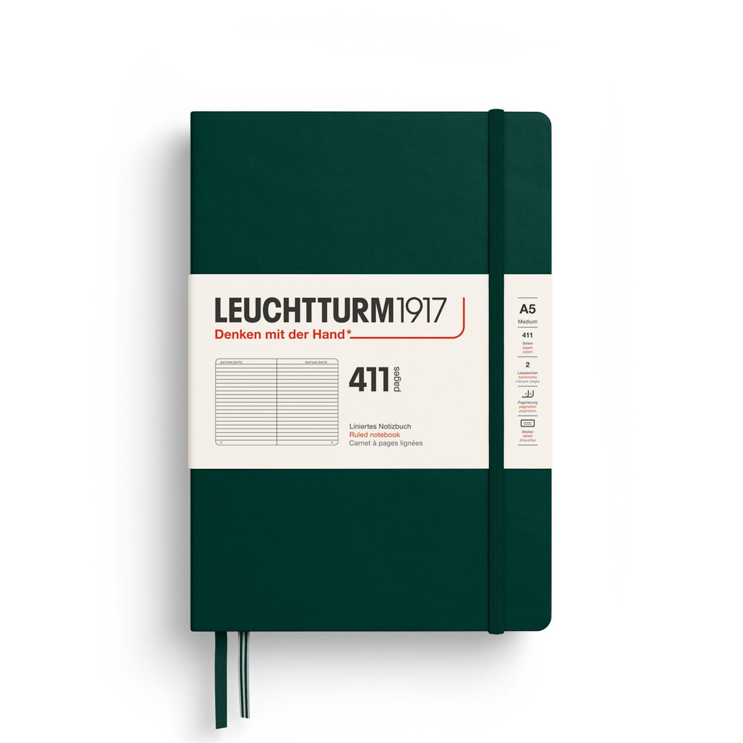 Leuchtturm1917 Notizbuch 411 Medium A5 Hardcover Forest Green Liniert