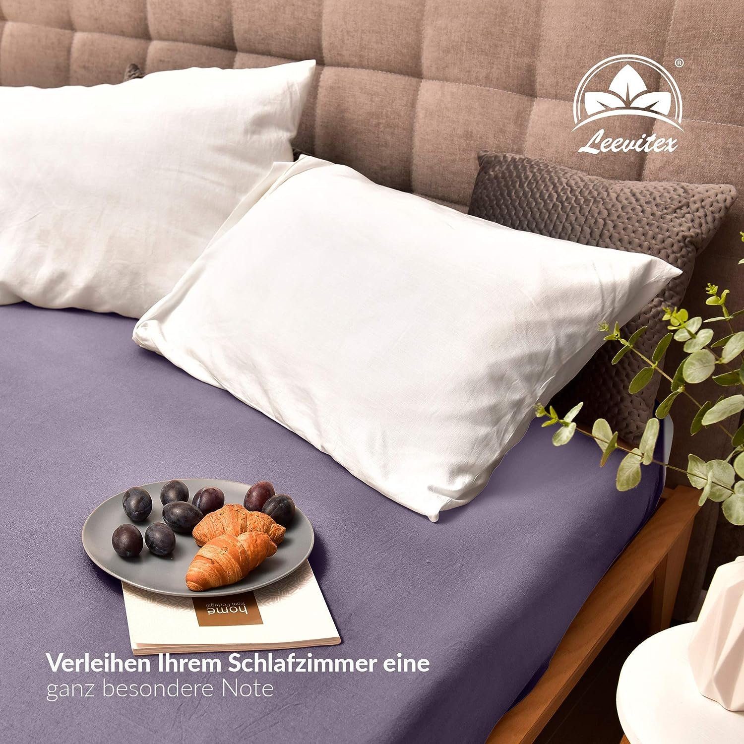 Wasserbett 200x220 Platingrau & cm Steg 180x200 cm Boxspringbett robust, + Spannbettlaken Gummizug: – 40 170 rundum, Mako-Baumwolle, g/m², sehr Spannbettlaken leevitex®,