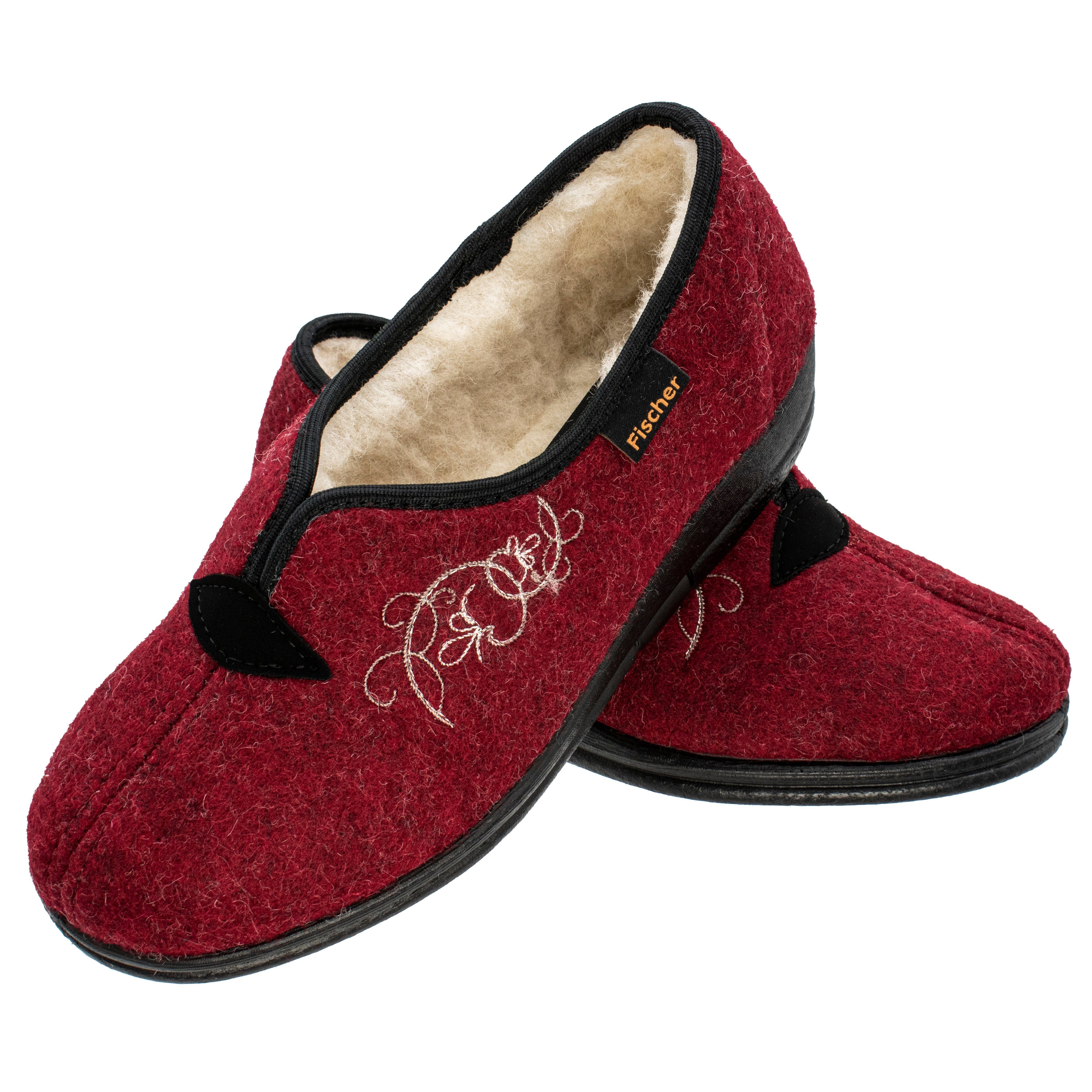 Fischer-Markenschuh Dora Hausschuh zum Schlupfen, Schurwollfutter, Wollfilz, wärmend