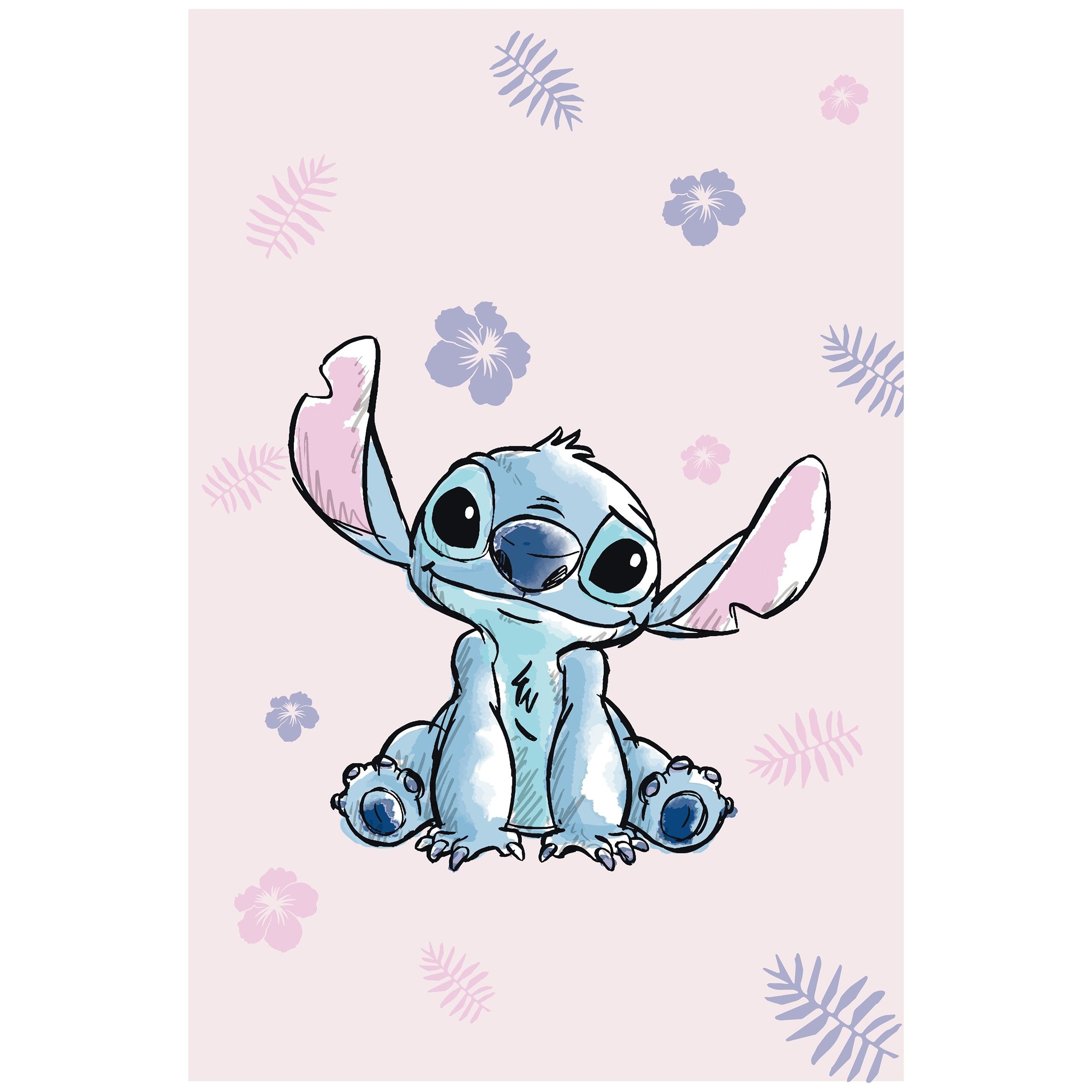 Babydecke DISNEY Stitch Hellrosa WEICHE Decke, Bettüberwurf für Kinderbetten, Disney