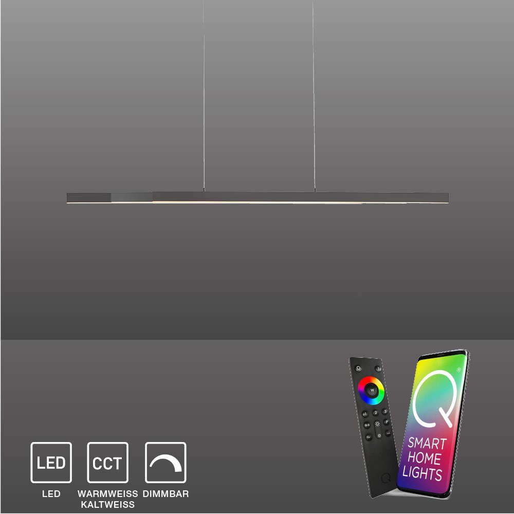 Paul Neuhaus Smarte LED-Leuchte LED Pendelleuchte Q-ARIAN, Smart Home, CCT-Farbtemperaturregelung, RGB-Farbwechsel, Dimmfunktion, Memoryfunktion, mit Leuchtmittel, Pendellampe mit beleuchtetem Deckenkasten, CCT RGB