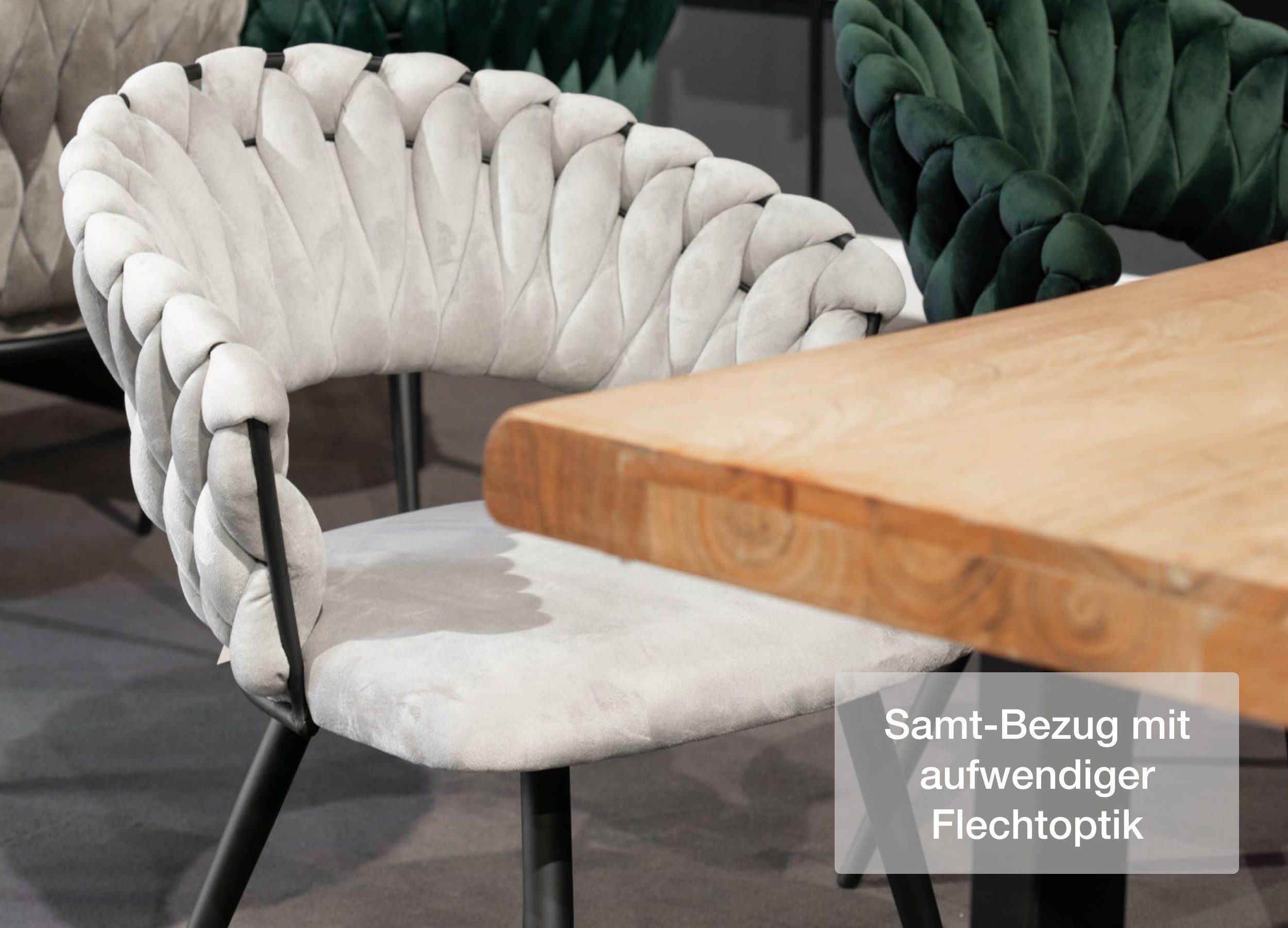 LC Home Esszimmerstuhl »Nancy« Flechtoptik Samt günstig online kaufen