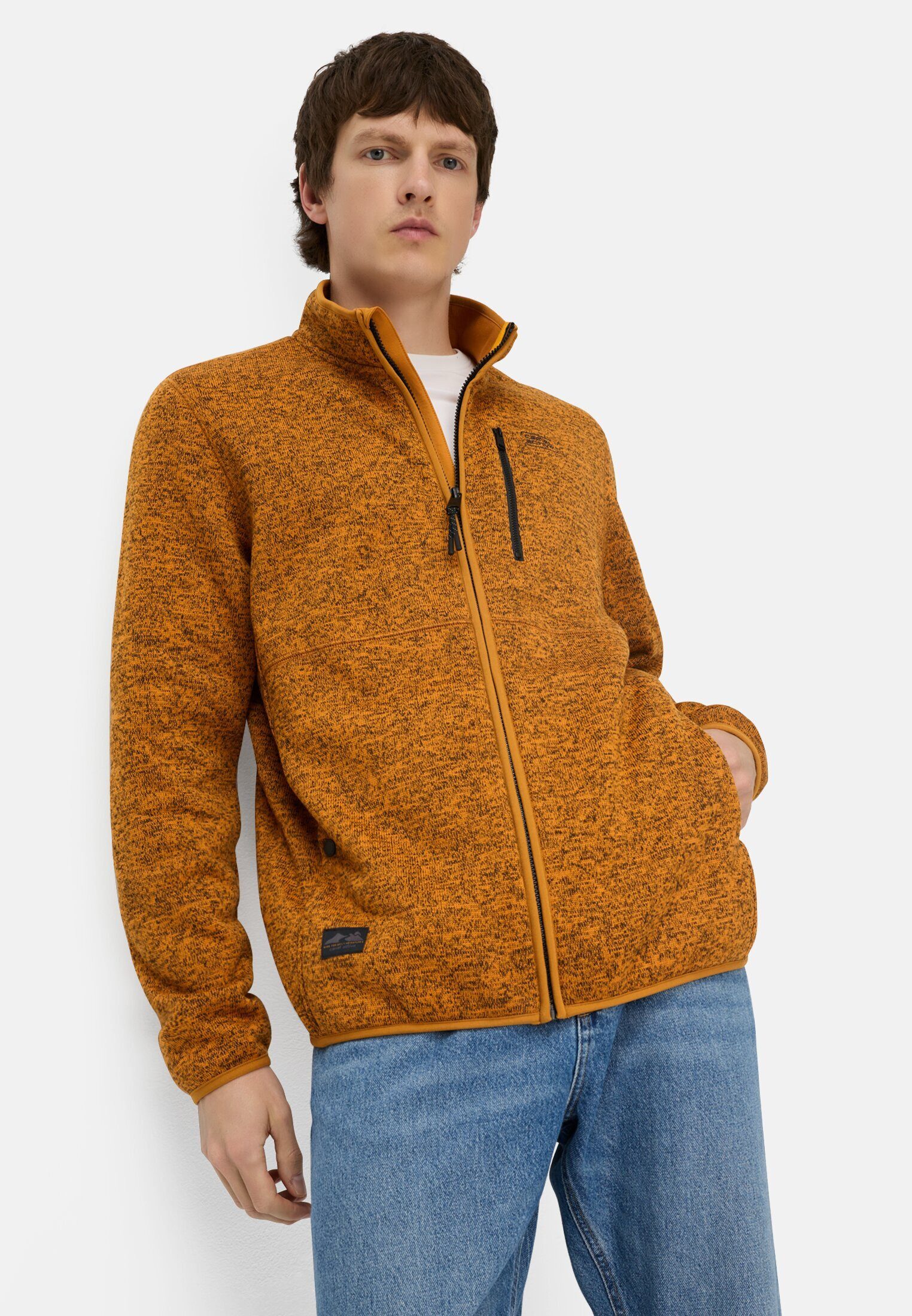 camel active Strickjacke mit Stehkragen Langarm Stehkragen