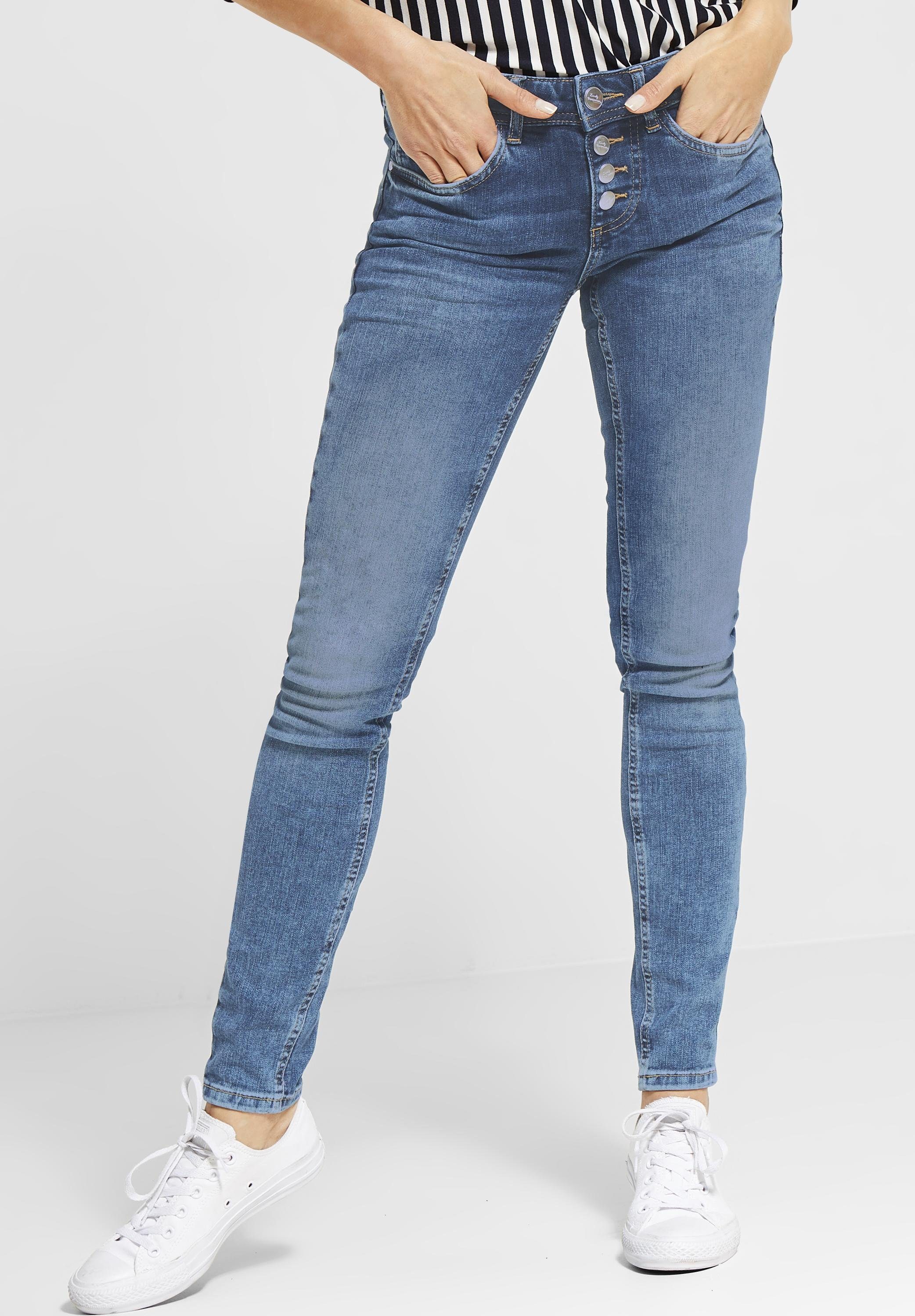 STREET ONE SlimfitJeans, Slim Fit Denim York in hellblauer Waschung