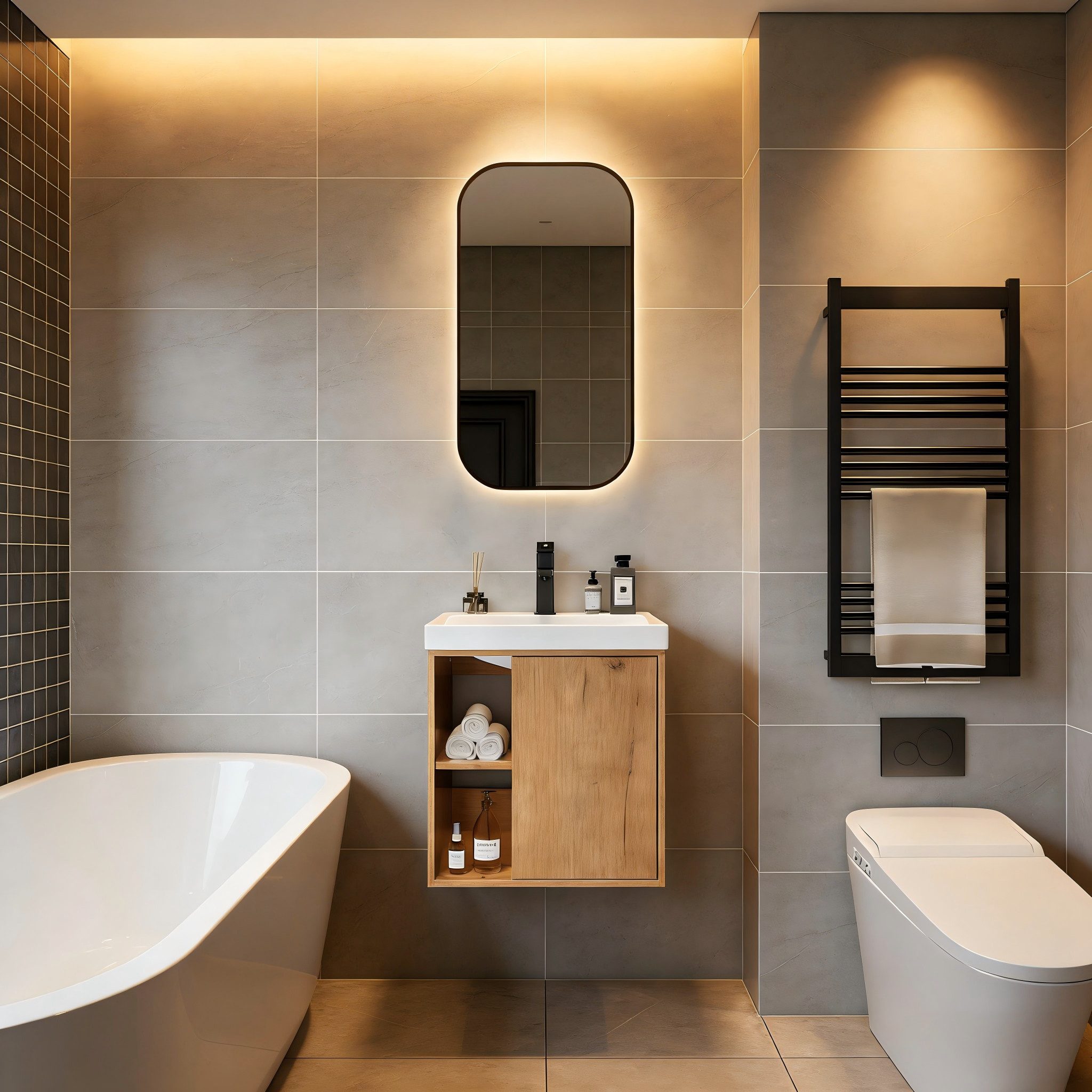 UEV Waschtisch klein Waschbecken mit Unterschrank set Badmöbel Gäste-WC hängend 50cm (Waschplatz ausreichend Stauraum,Badmöbel Set für Badezimmer, Unterschrank mit Harzbecken Wasserhahn Pop-up-Ablassventil), Waschtischunterschrank hängend Breit 50cm