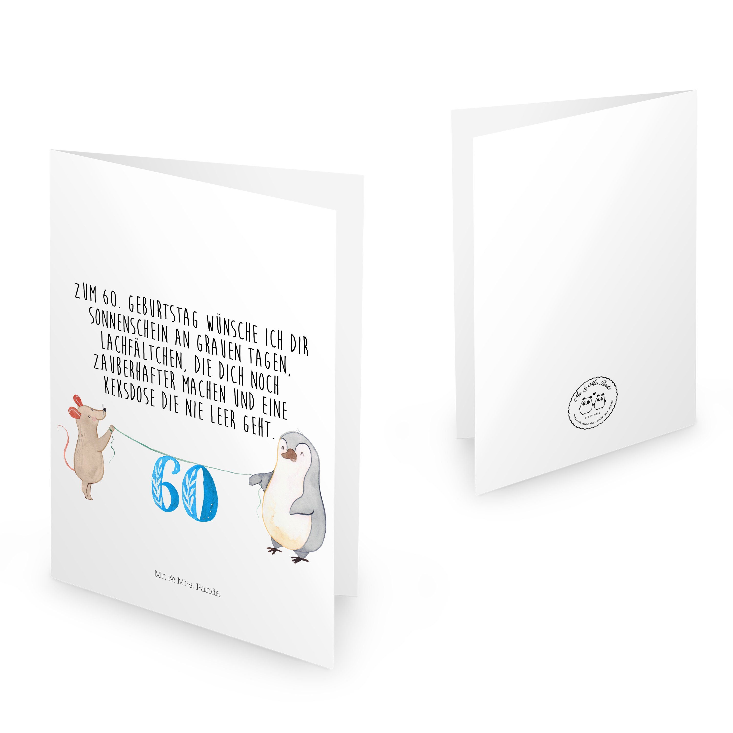 Mr. & Mrs. Panda Maus Geburtstag Pinguin - Weiß 60. - Geburtstag Klappkarte, Geschenk, Geburtstagskarten