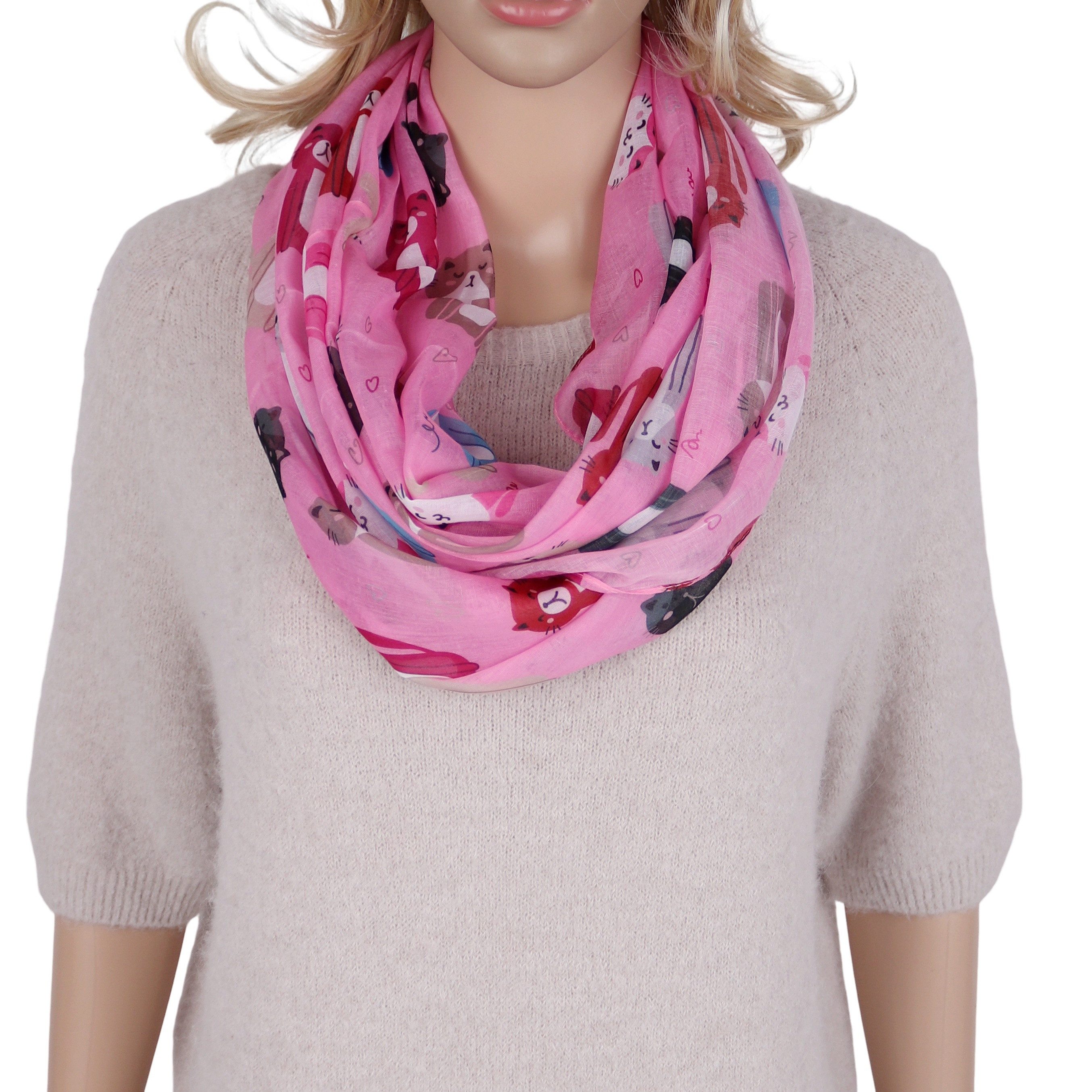 MIRROSI Loop Damen Schal mit Tollem Muster Weich aus 100% Viskose, Schlauchschal, (ca.160x48cm, zweimal um den Hals wickelbar), Damen Halstuch Stola ideal für Frühling,Sommer, Herbst
