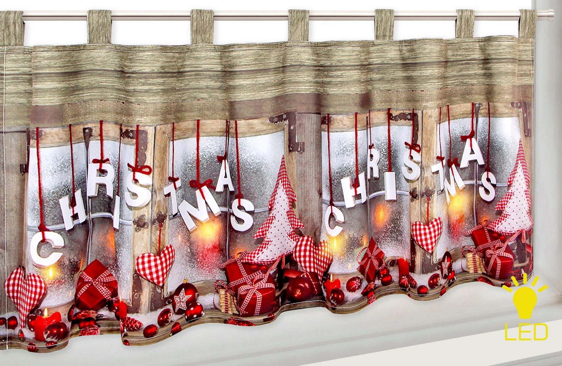 Scheibengardine »CHRISTMAS«, Delindo Lifestyle, Schlaufen (1 Stück), HxB:  45x120, mit LED-Beleuchtung online kaufen | OTTO