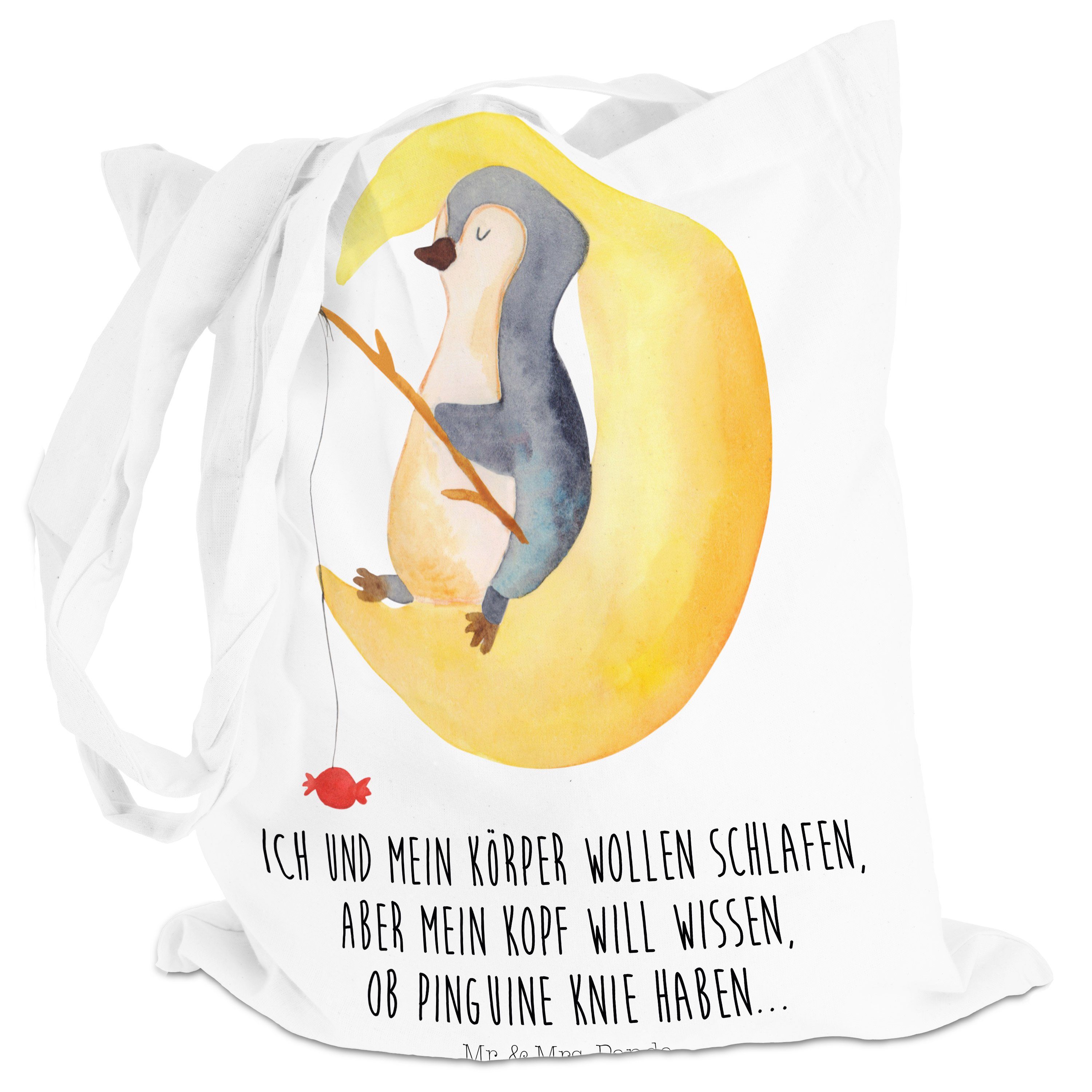 Jutebeutel, Mond Geschenk, Beuteltasche, Nachtruhe, Mrs. - Mr. Weiß Pinguin - Tragetasche & Panda (1-tlg)
