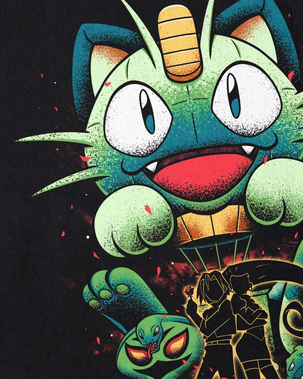 style3 T-Shirt pokemon team rocket meowth mewtu pikachu glumanda pokeball amiibo