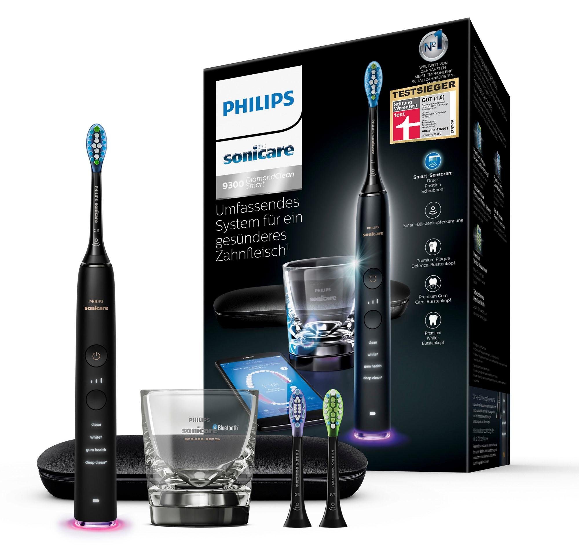 Philips Sonicare Schallzahnbürste HX9903/13 DiamondClean Smart, Aufsteckbürsten 3 St., mit