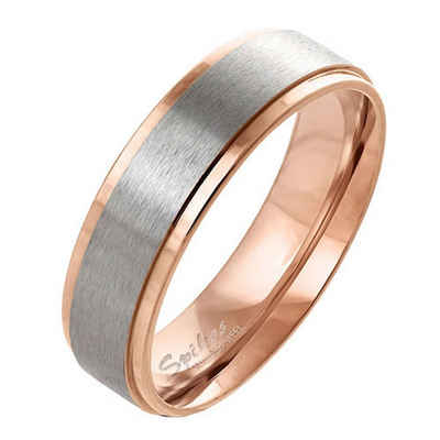 Taffstyle Fingerring Band-Ring Bicolor Partnerring für Damen Herren, Edelstahl gebürstet Herrenring Damenring Partnerring Verlobungsring