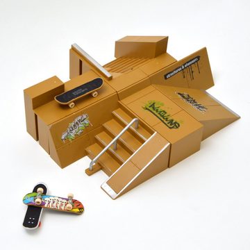 Apollo Miniskateboard Fingerboard Rampen Set mit Boards und Rampe (Set), inkl. Mini Komplett-Board und Mini-Rampe
