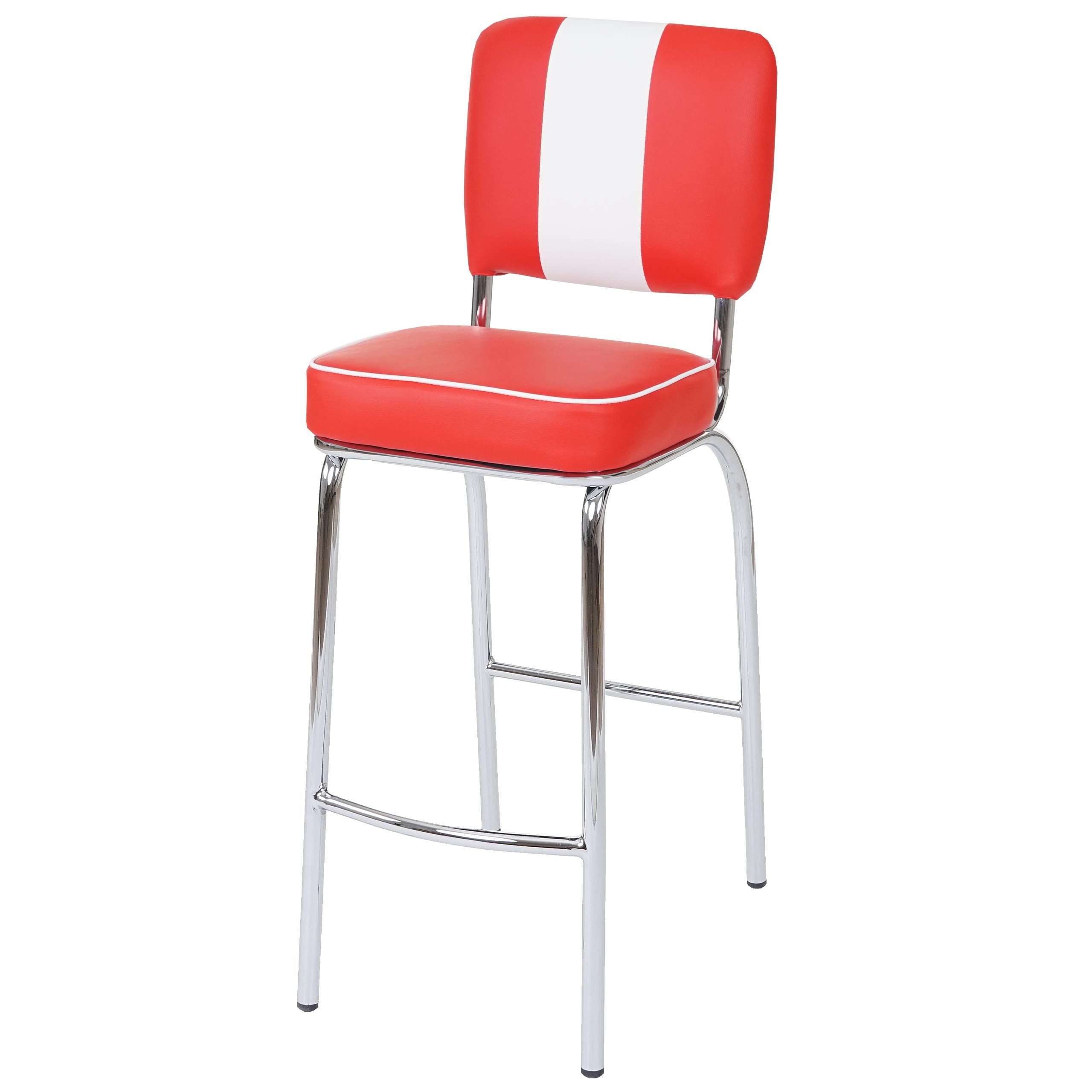 PROREGAL® Barhocker 2x Barstuhl Diner Sitzhöhe 70cm Retro 50er Kunstleder Rot-Weiß