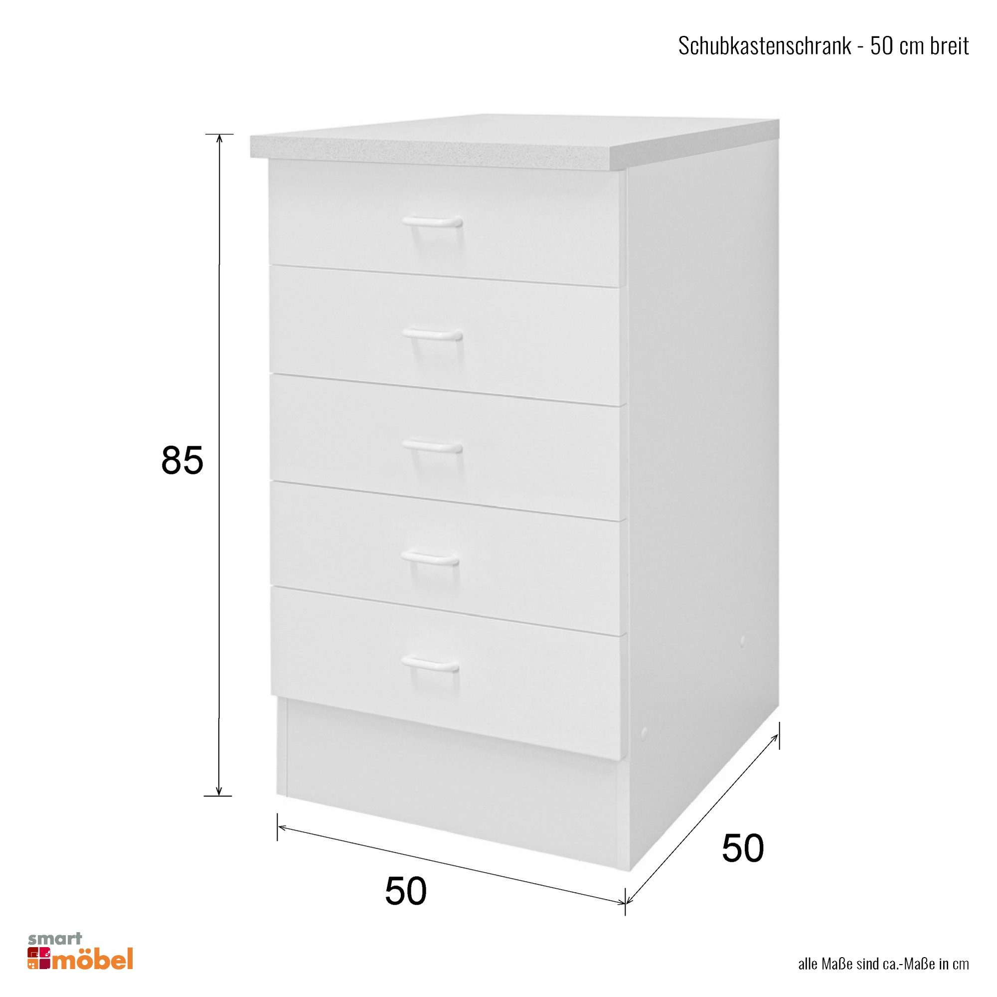 Flex-Well Schubkasten-Unterbau Schubkastenschrank 50 cm breit - Weiß – Rapi günstig online kaufen