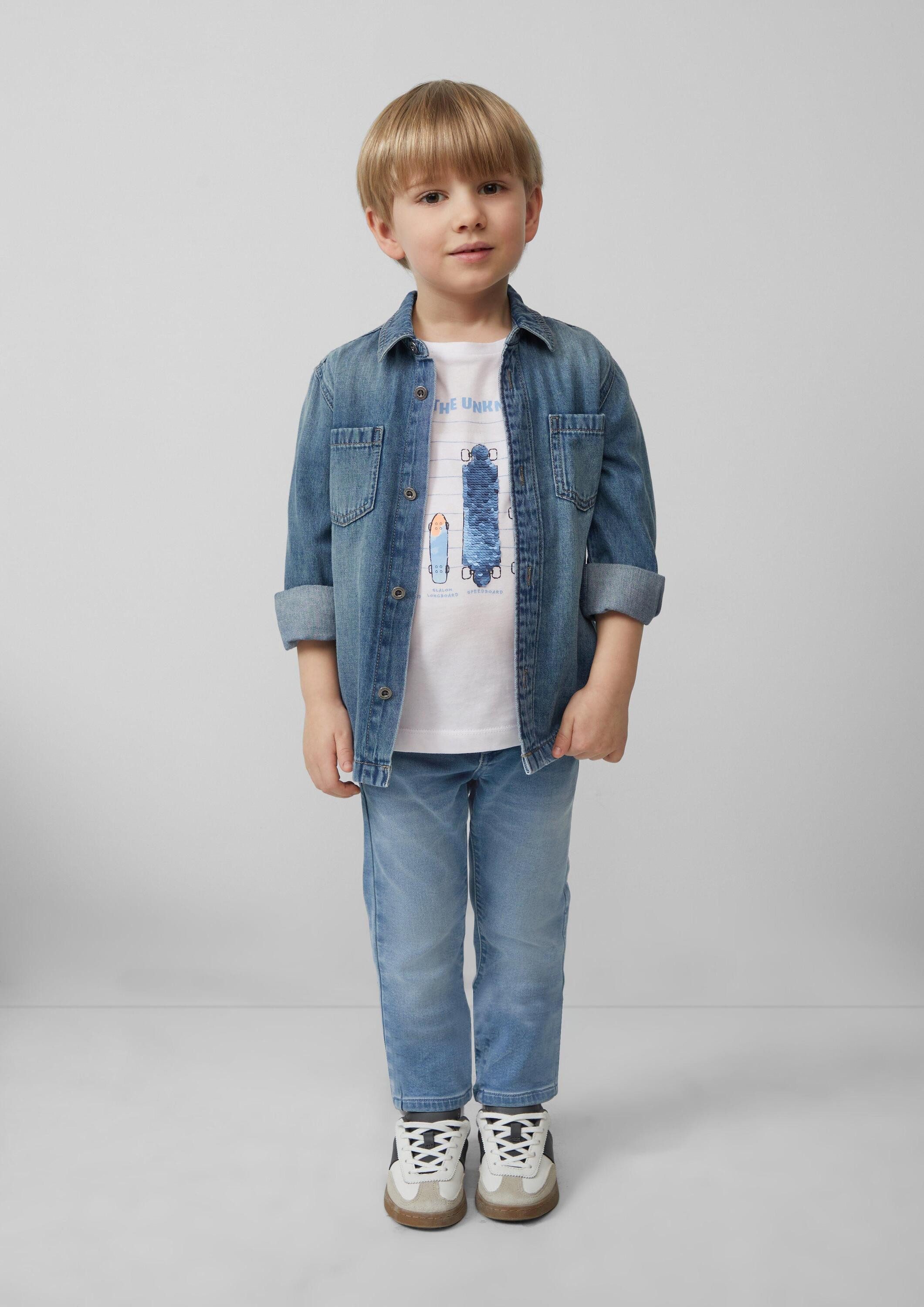 s.Oliver Kurzarmshirt T-Shirt T-Shirt mit Frontprint und Wendepailletten