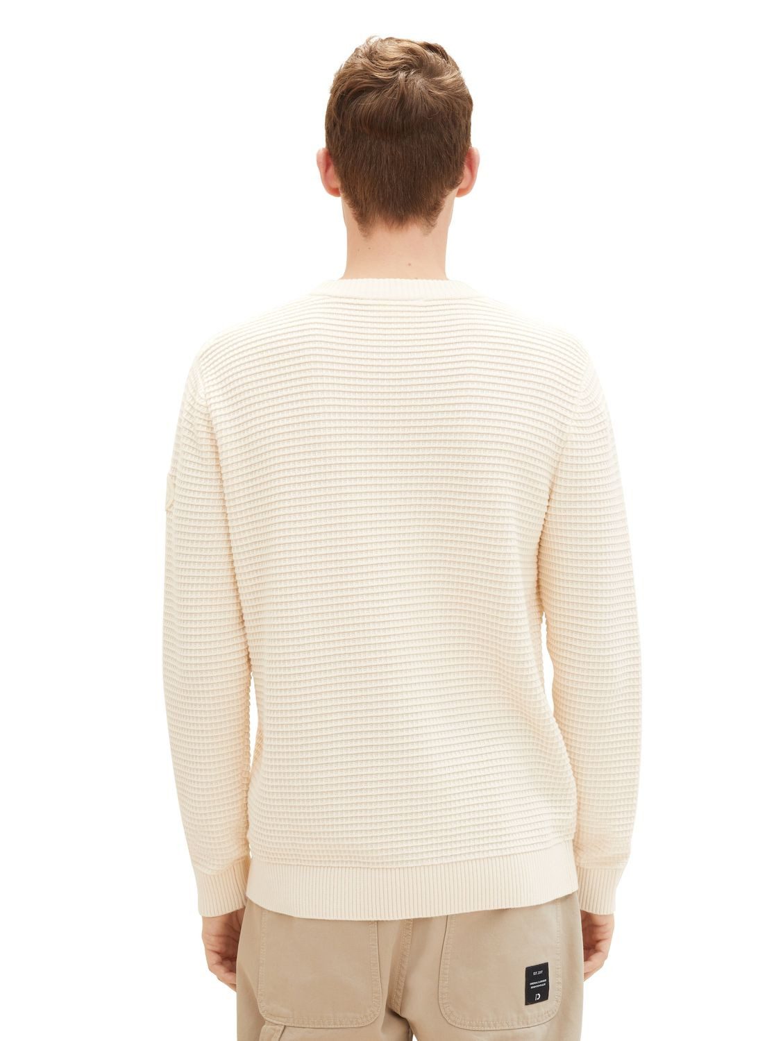 TOM TAILOR Strickpullover STRUCTURED CREWNECK KNIT aus Baumwolle