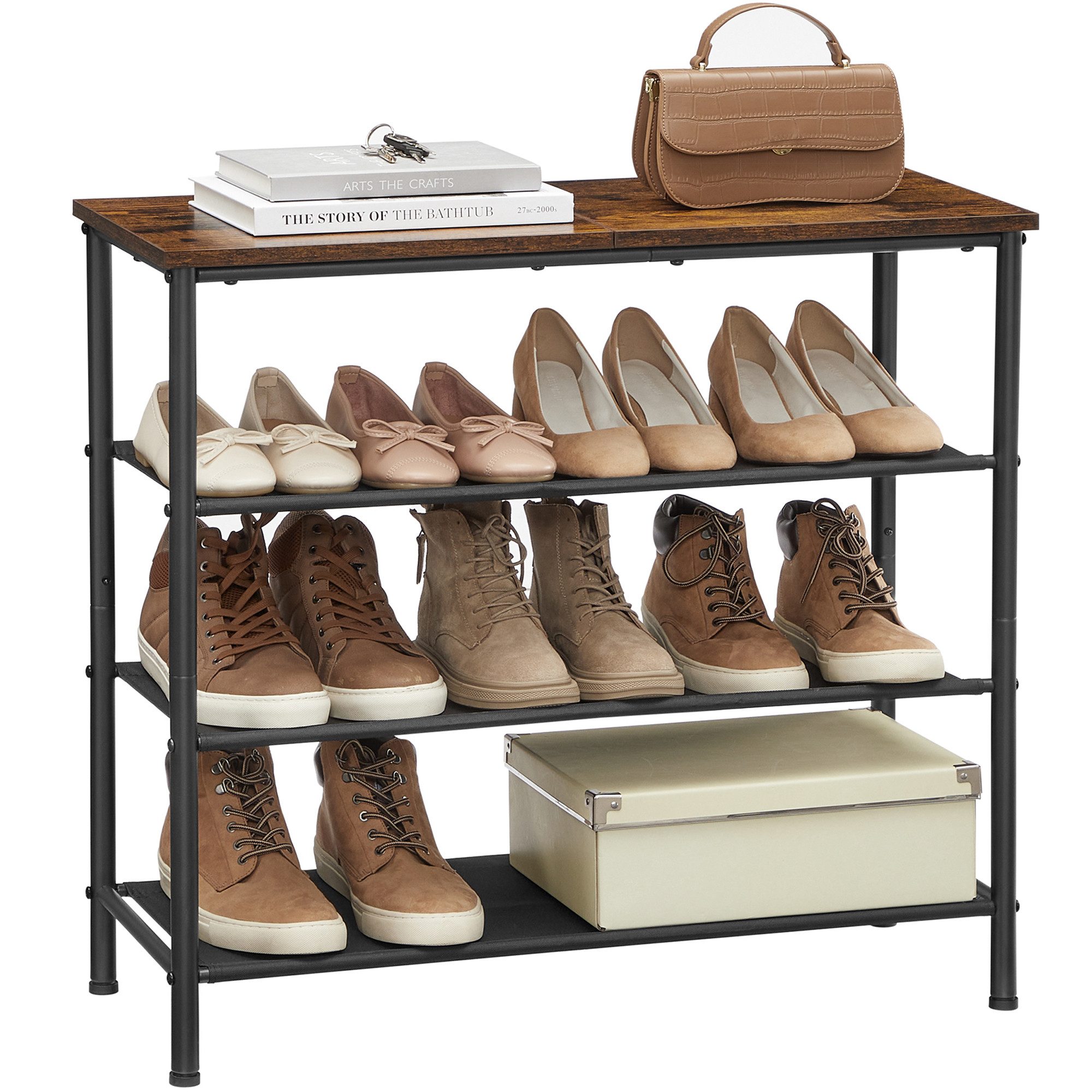VASAGLE Schuhregal Schuhschrank, 4/5Ebenen, Stoffablagen, große günstig online kaufen