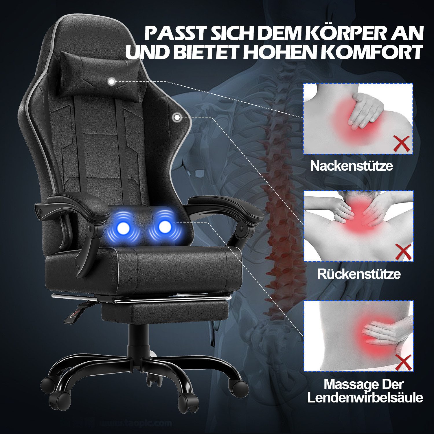 HOMALL Gaming-Stuhl Bürostuhl mit Massagefunktion 150kg,Ergonomischer günstig online kaufen