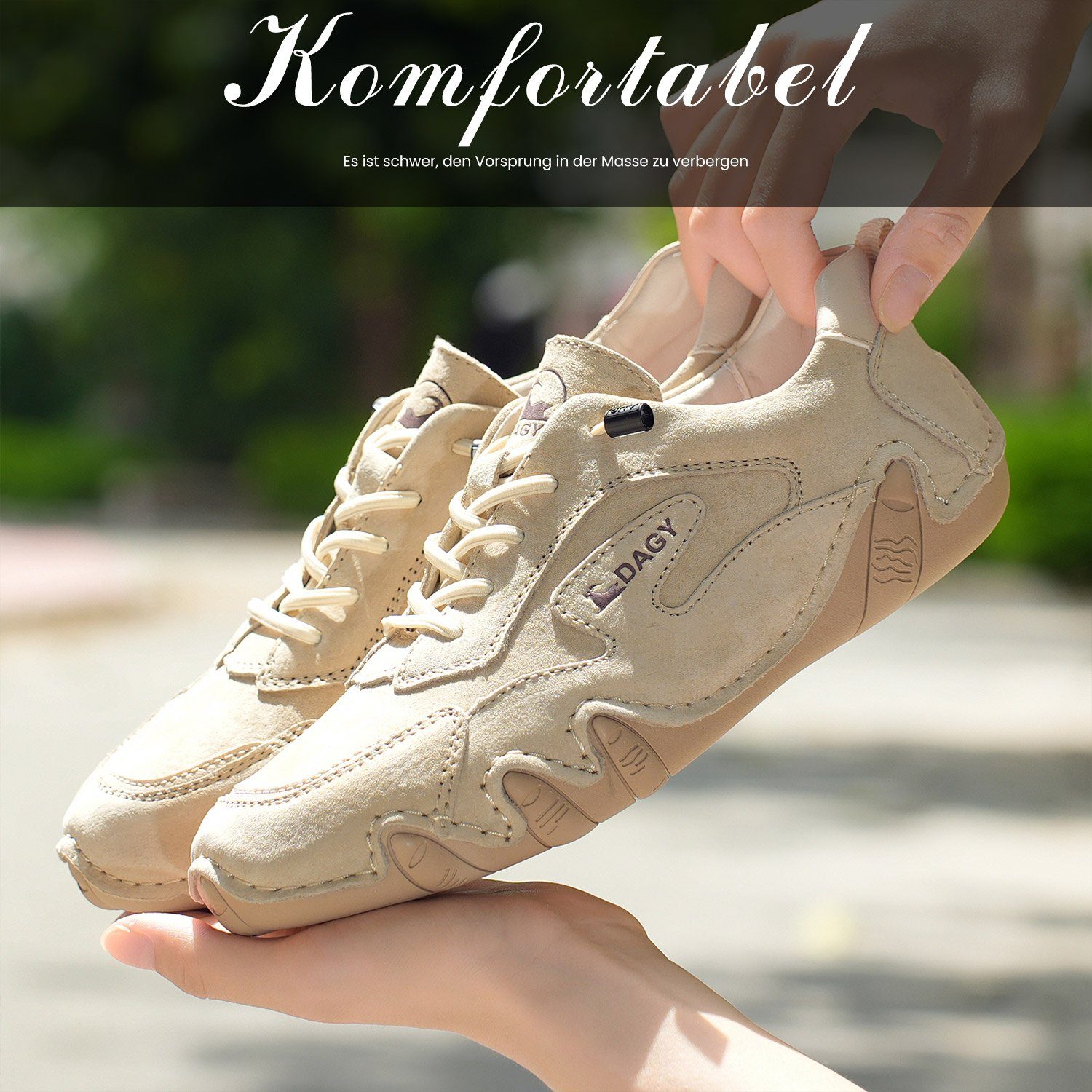 Khaki Barfußschuh Rutschfestes für Daisred Low-Top Damen Wildleder-Sneaker Laufschuhe
