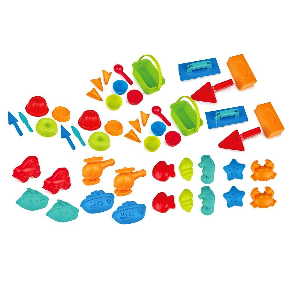 beleduc Sandform-Set Sandspiel-Set Formen & Bauen, 50-teiliges Set in Kindergarten-Qualität