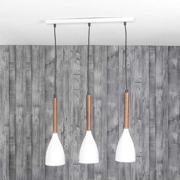 Licht-Erlebnisse Pendelleuchte MUZA, ohne Leuchtmittel, Hängelampe Weiß Holz Retro Design Wohnzimmer Esstisch Hängeleuchte