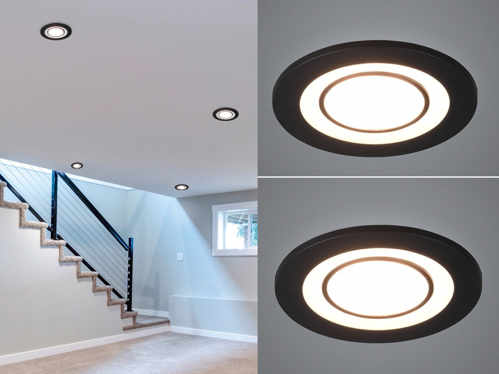 2er Einbaustrahler, fest matt LED Ø8,2cm Decken-spot Schwarz integriert, Set LED Lichtspots, Einbau Deckeneinbauleuchten, meineWunschleuchte