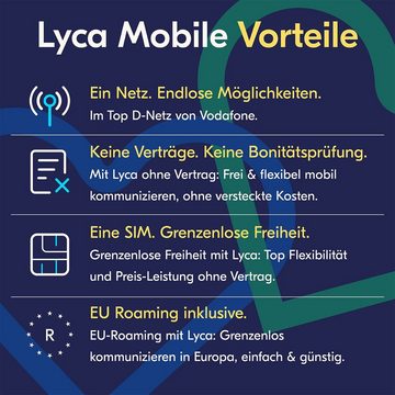 Lyca Mobile International Plus XL Prepaid Smartphone Sim Karte ohne Vertrag Prepaidkarte