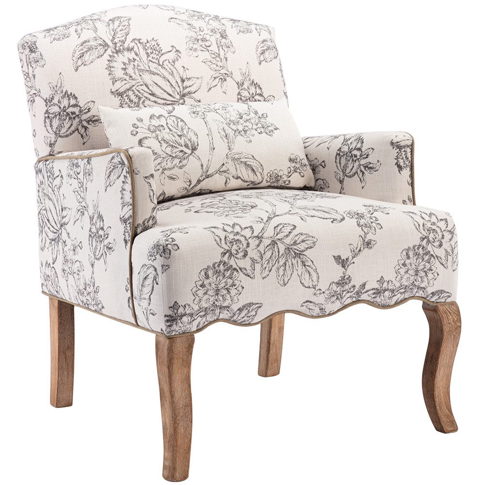 WAHSON OFFICE CHAIRS Sessel aus Leinen Retro Polstersessel mit Massivholzbe günstig online kaufen