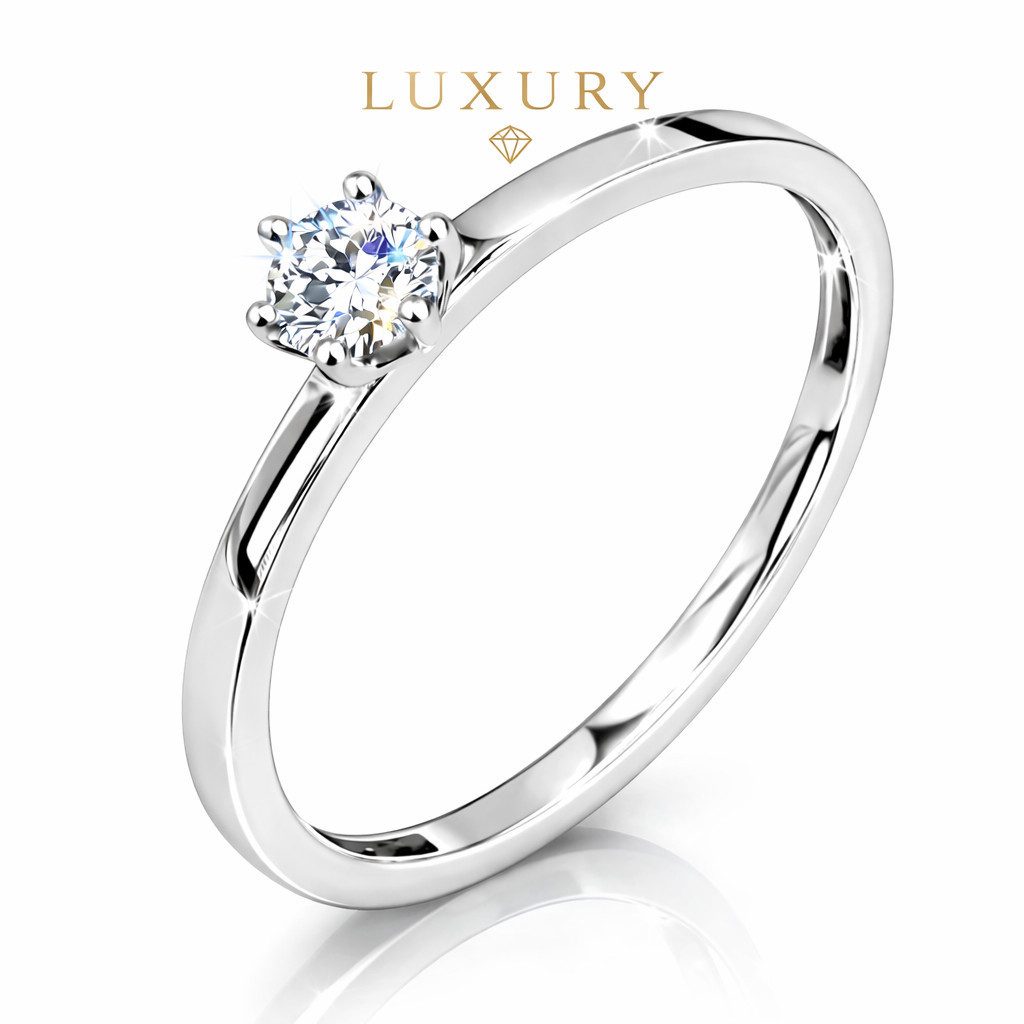 M-Punkt24 Diamantring Weißgold SI ECHTER Diamant kein Lab-Grow / kein Moissanit (ca. 1,2 Gramm, 0.3 Karat, inkl. LED-ETUI), Damen Weiß-Gold Schmuck, wahlweise Diamant in 0,1 bis 0,5 Karat