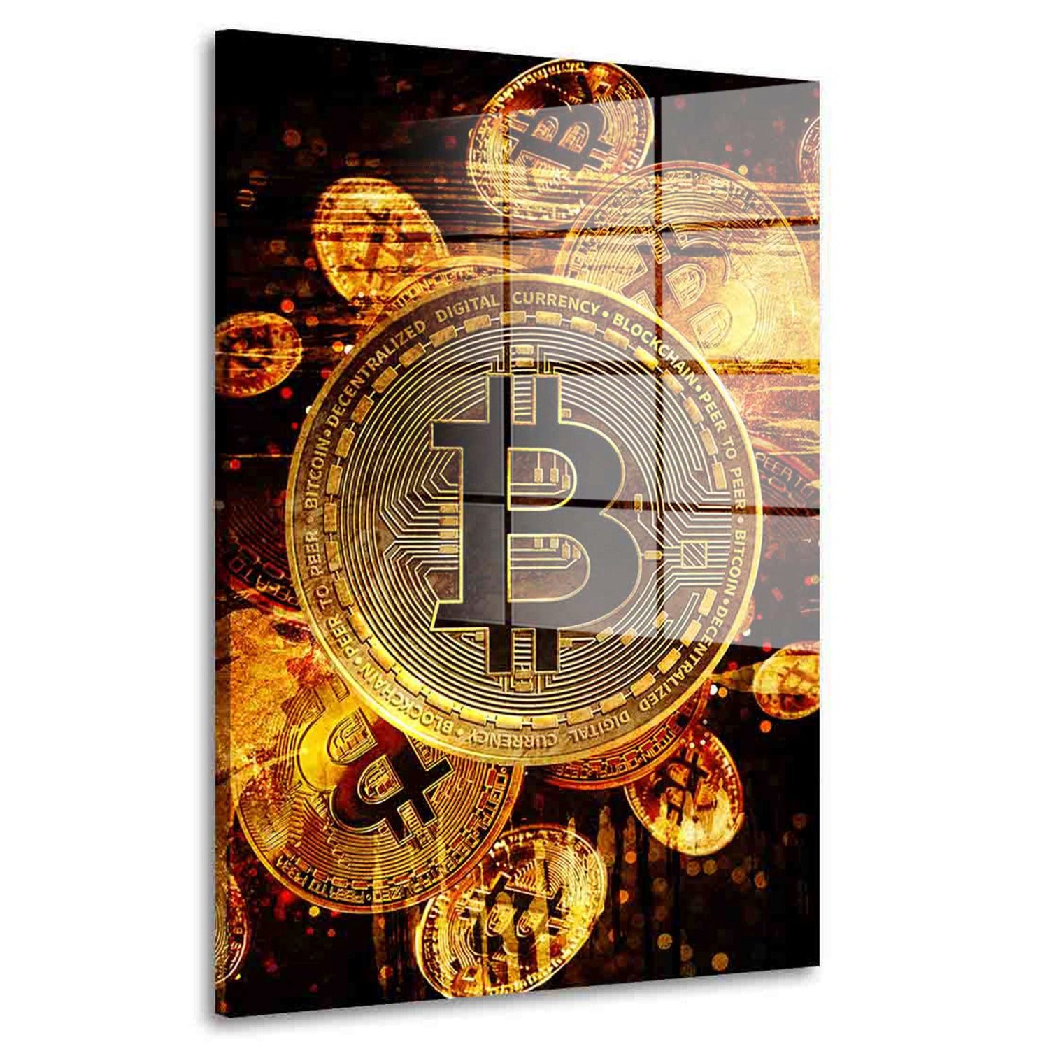Acrylglasbild Bitcoin Abstract Gold Kryptowährung Acrylglas Wandbild Bild Wanddeko W