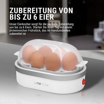 CLATRONIC Eierkocher EK 3497, Eierkocher mit Summer für bis zu 6 Eiern, 400W