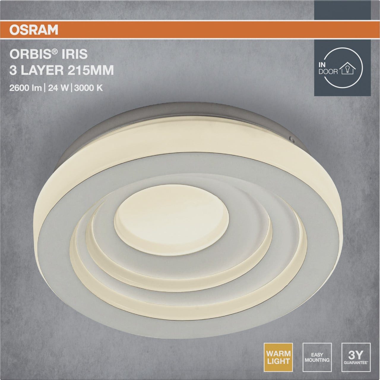 Osram Deckenleuchte Osram LED-Deckenleuchte Orbis Iris Ø 21,5 cm, Inkl. Leuchtmittel, Nicht dimmbar ohne Bewegungsmelder