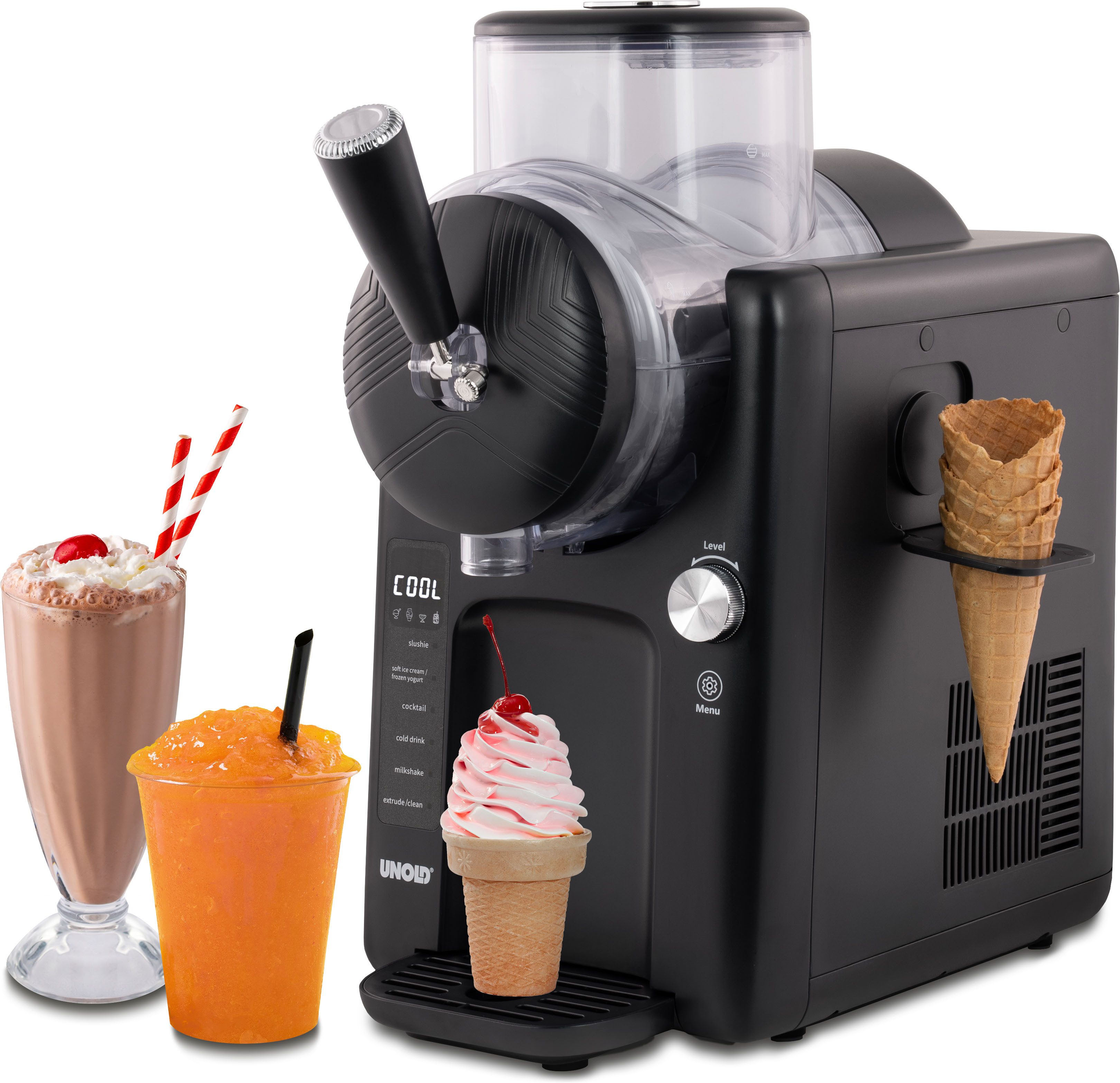 Unold Slush-Eismaschine 2in1 Slush- & Softeismaschine Sofie - Schwarz, 2 l, 150 W