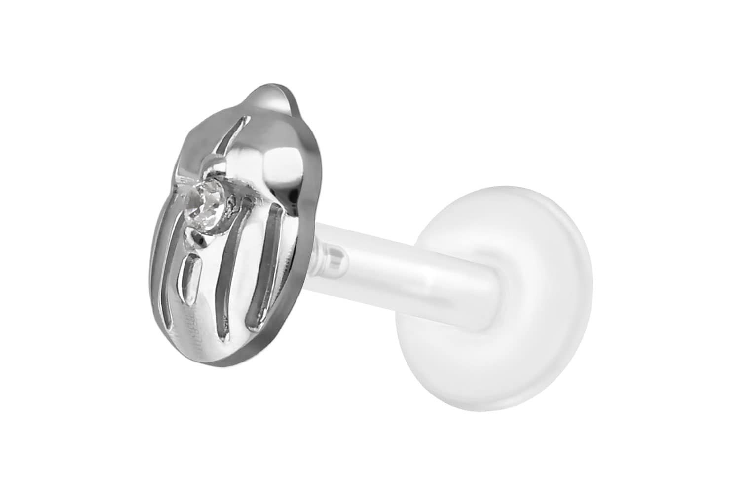 Piercing-Set PTFE Labret mit Innengewinde + Titan-Aufsatz SKARABÄUS
