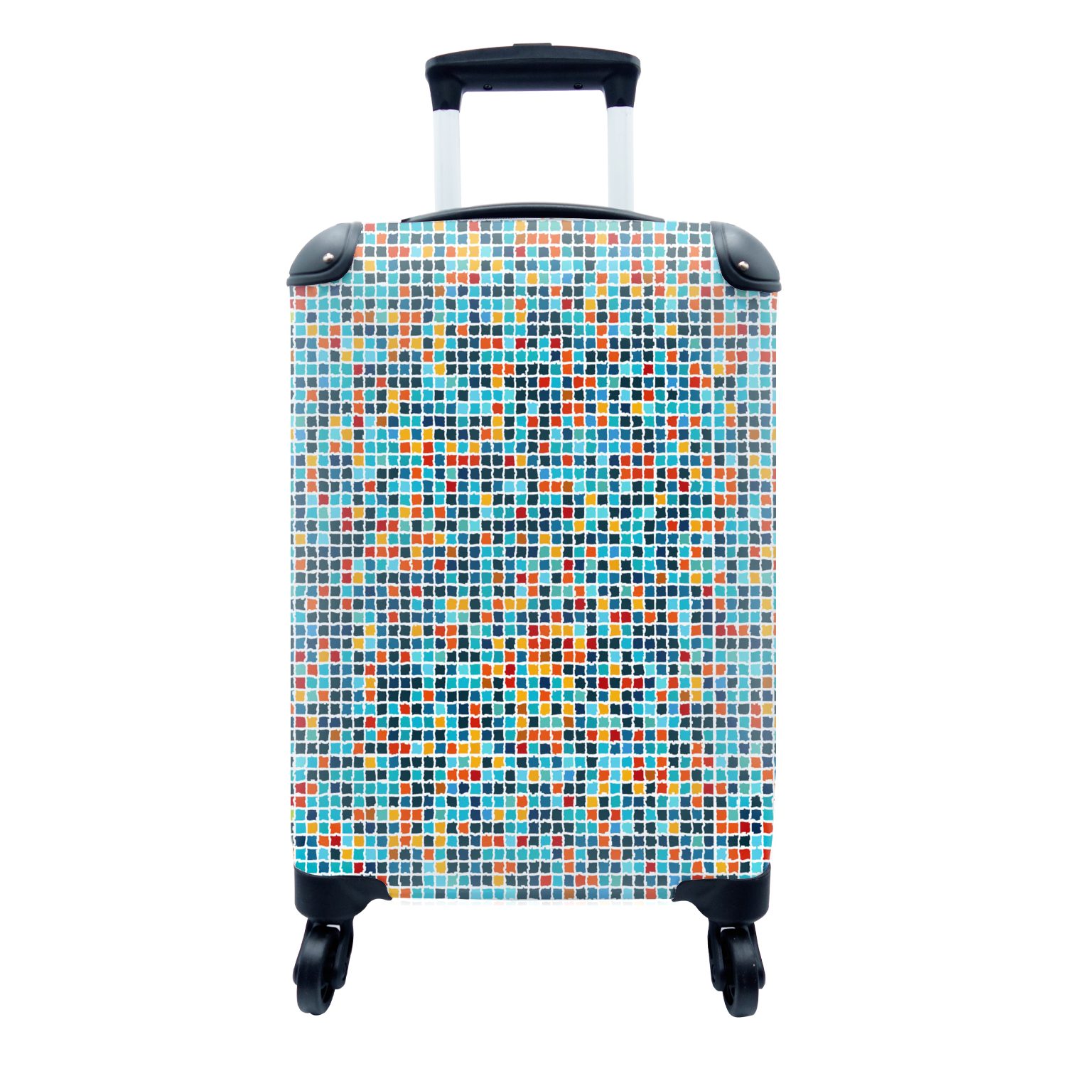 MuchoWow Handgepäckkoffer Mosaik - Kacheln - Pixel - Muster, 4 Rollen, Reisetasche mit rollen, Handgepäck für Ferien, Trolley, Reisekoffer