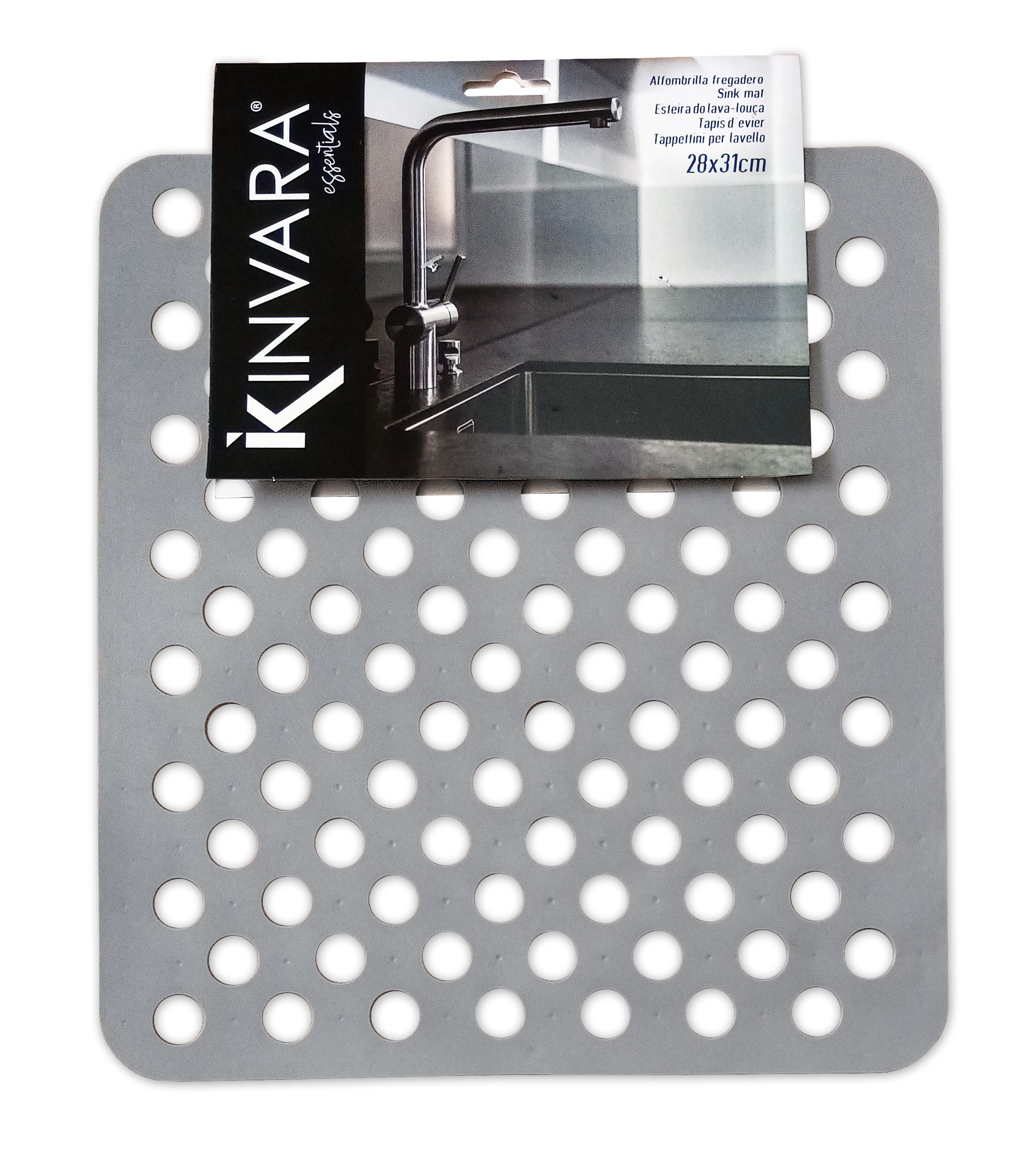 KINVARA Abtropfmatte SPÜLBECKEN EINLAGE 31x28cm eckig Spülbeckenmatte Spülmatte 55 (Grau), Spülbeckeneinlage Abtropfmatte Matte