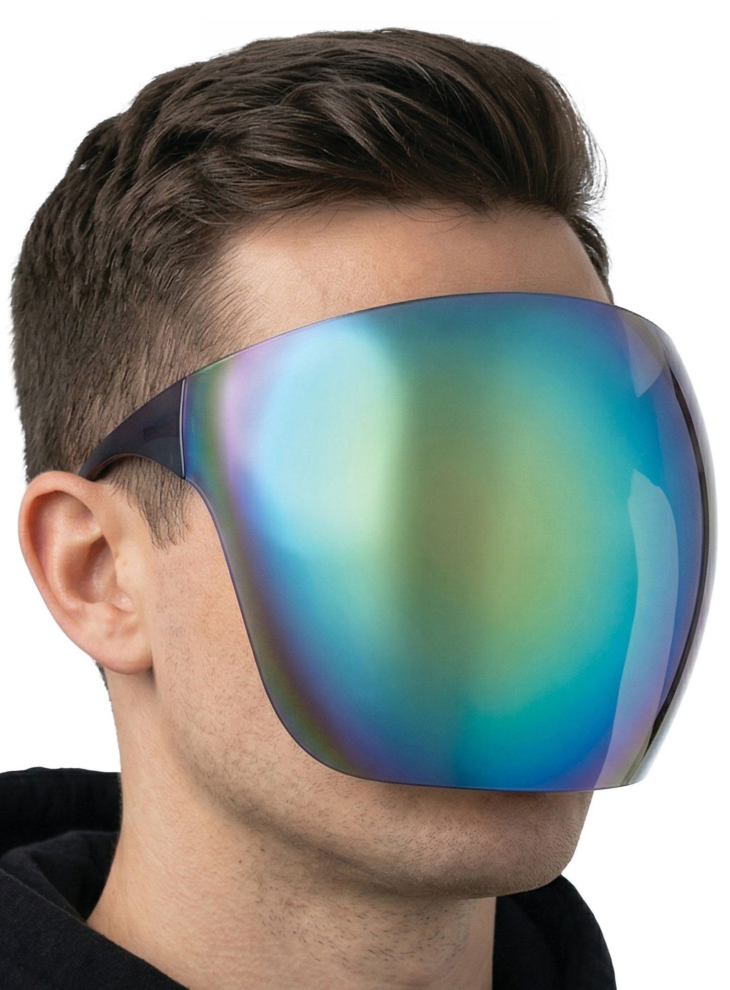 Metamorph Verkleidungsmaske Visierbrille schimmernd, Die Brille, die Dein ganzes Gesicht bedeckt: gleichermaßen für Festi