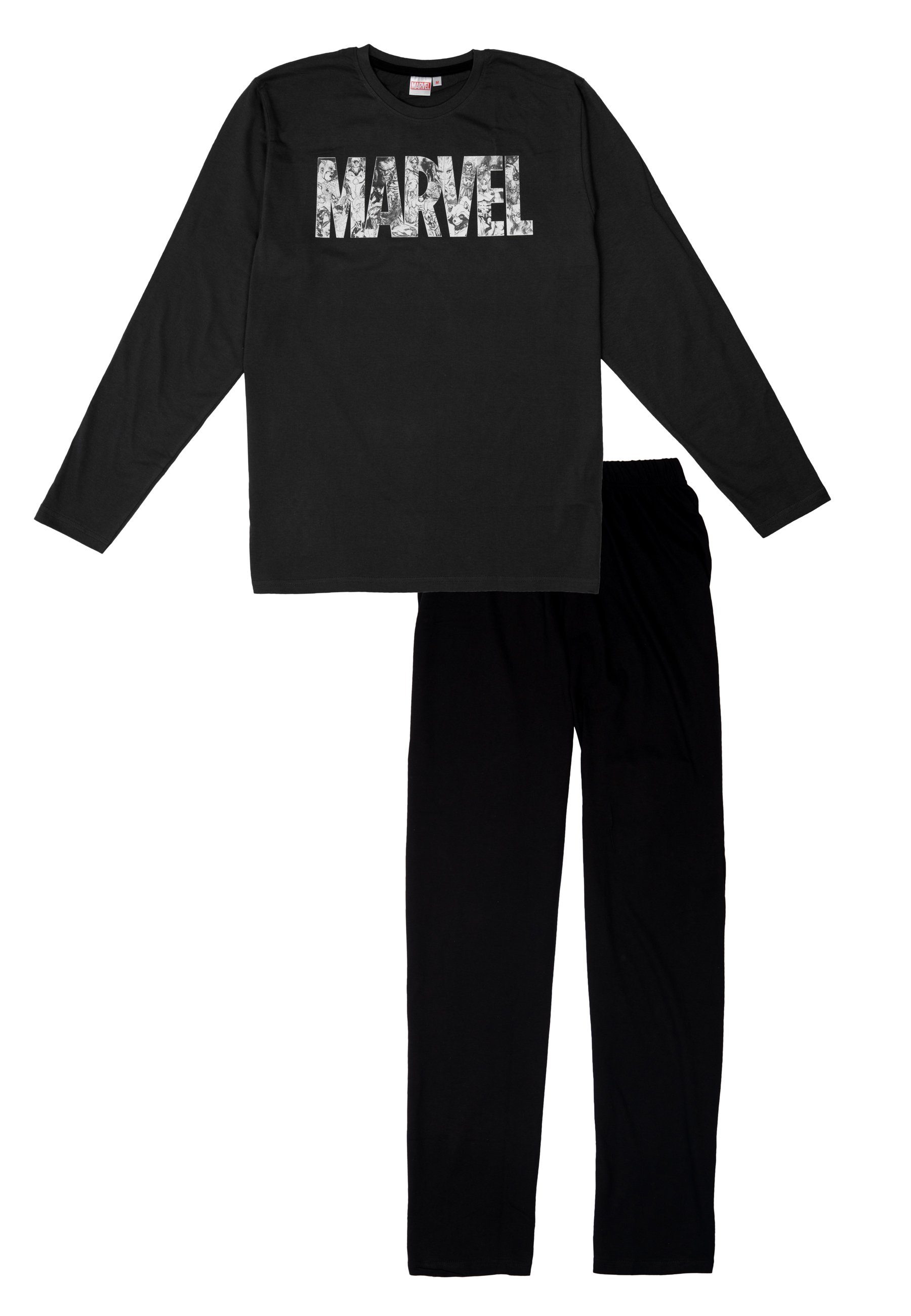 United Labels® Schlafanzug Marvel - Logo mit Helden, Set Shirt mit Hose