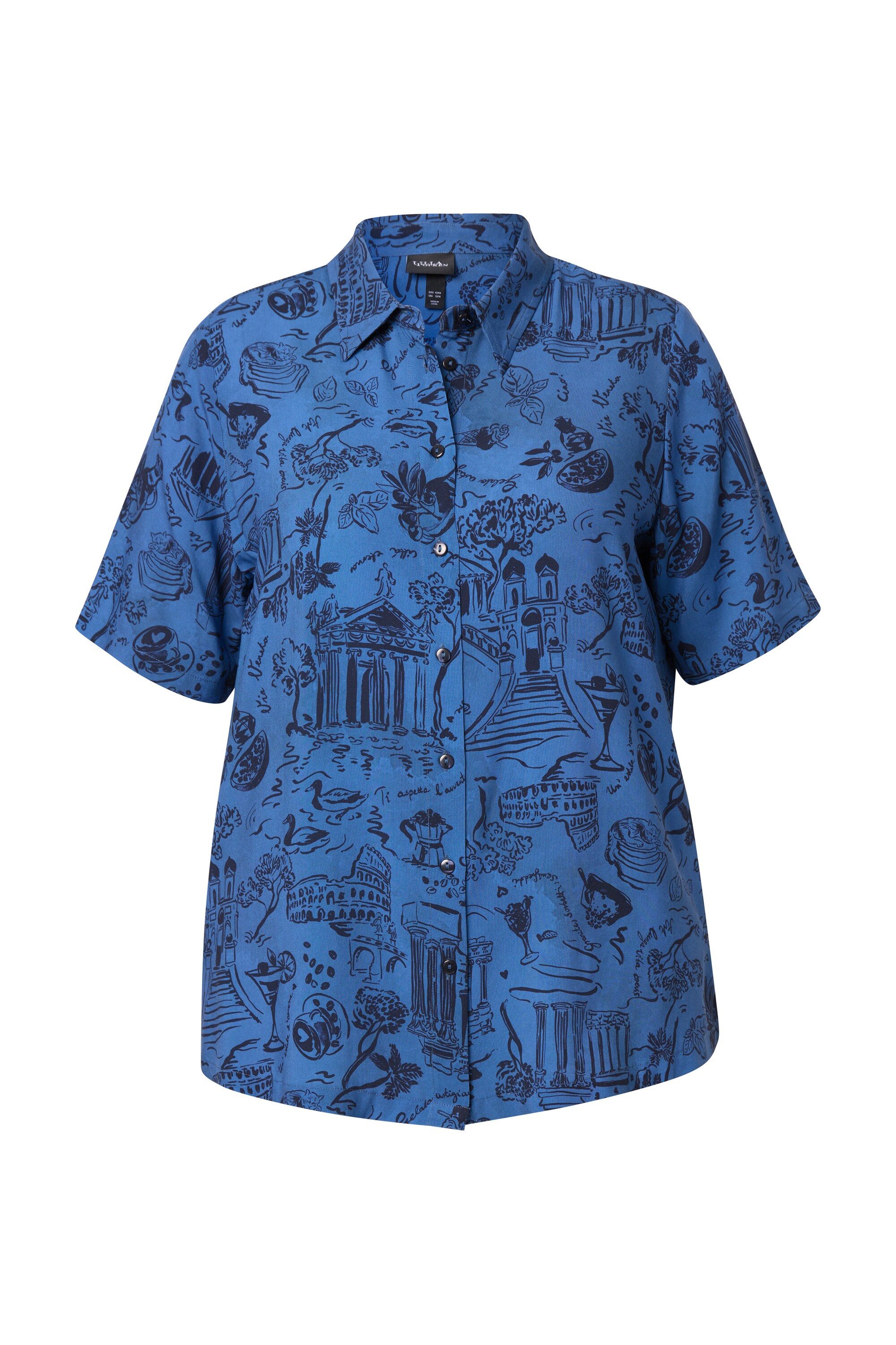 Ulla Popken Hemdbluse Bluse Holiday Hemdkragen Halbarm günstig online kaufen